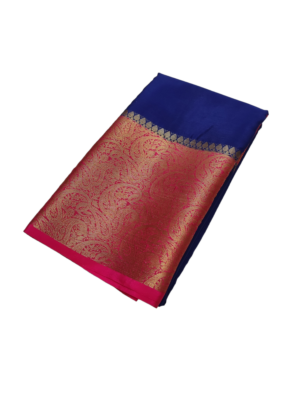 Blue And Pink Colour Plain Body Warm Silk Saree
