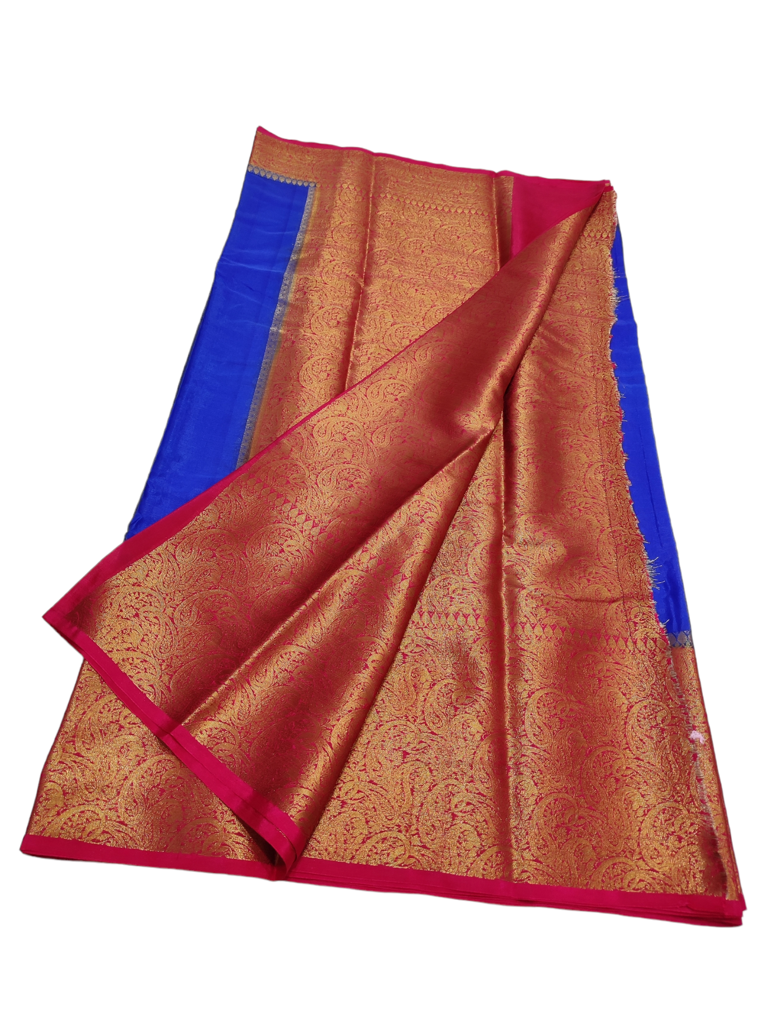 Blue And Pink Colour Plain Body Warm Silk Saree