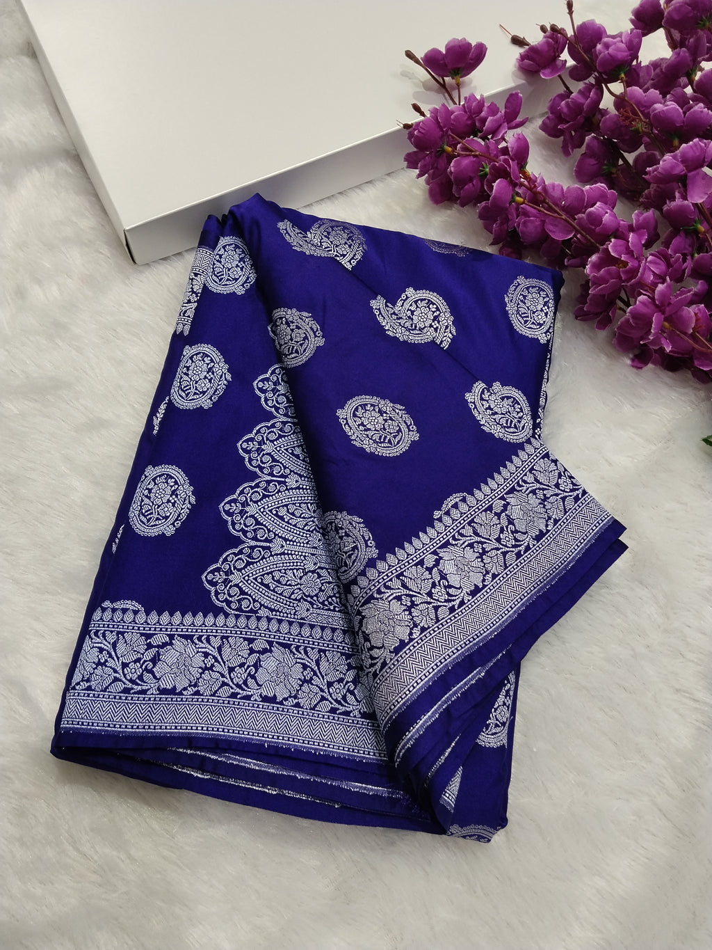 Violet Colour Banarasi Mashru Silk Saree With Buti Design