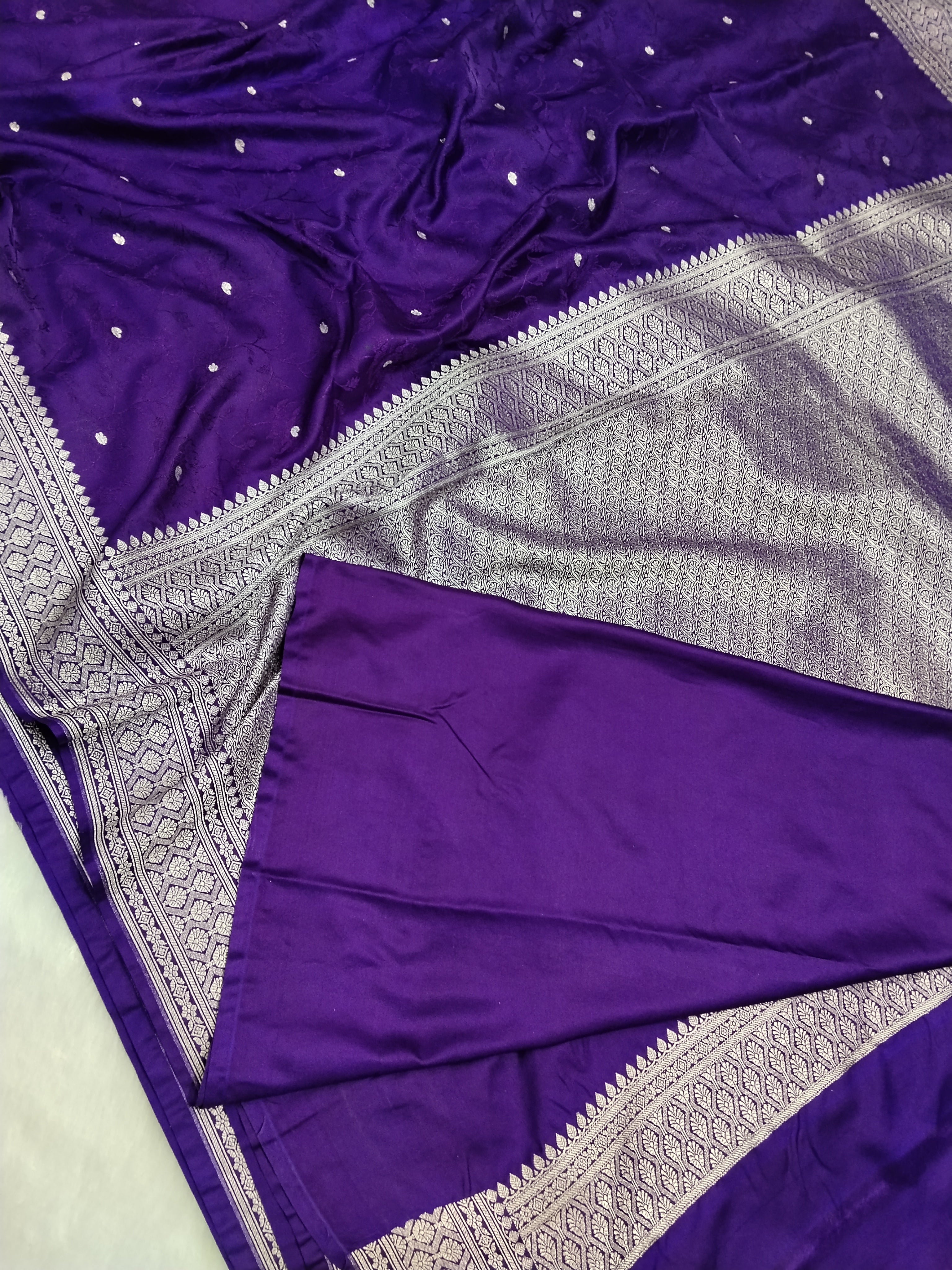 Violet Colour Banarasi Mashru Silk Saree With Brocade Design