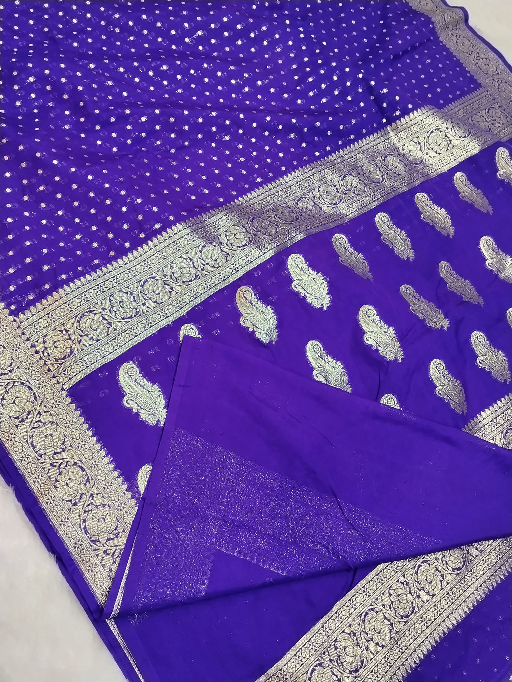 Violet Colour Banarasi Khaddi Georgette Saree