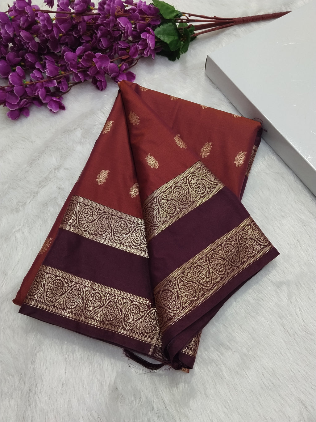 Party Wear Banarasi Semi Katan Silk Saree With Double Border Work