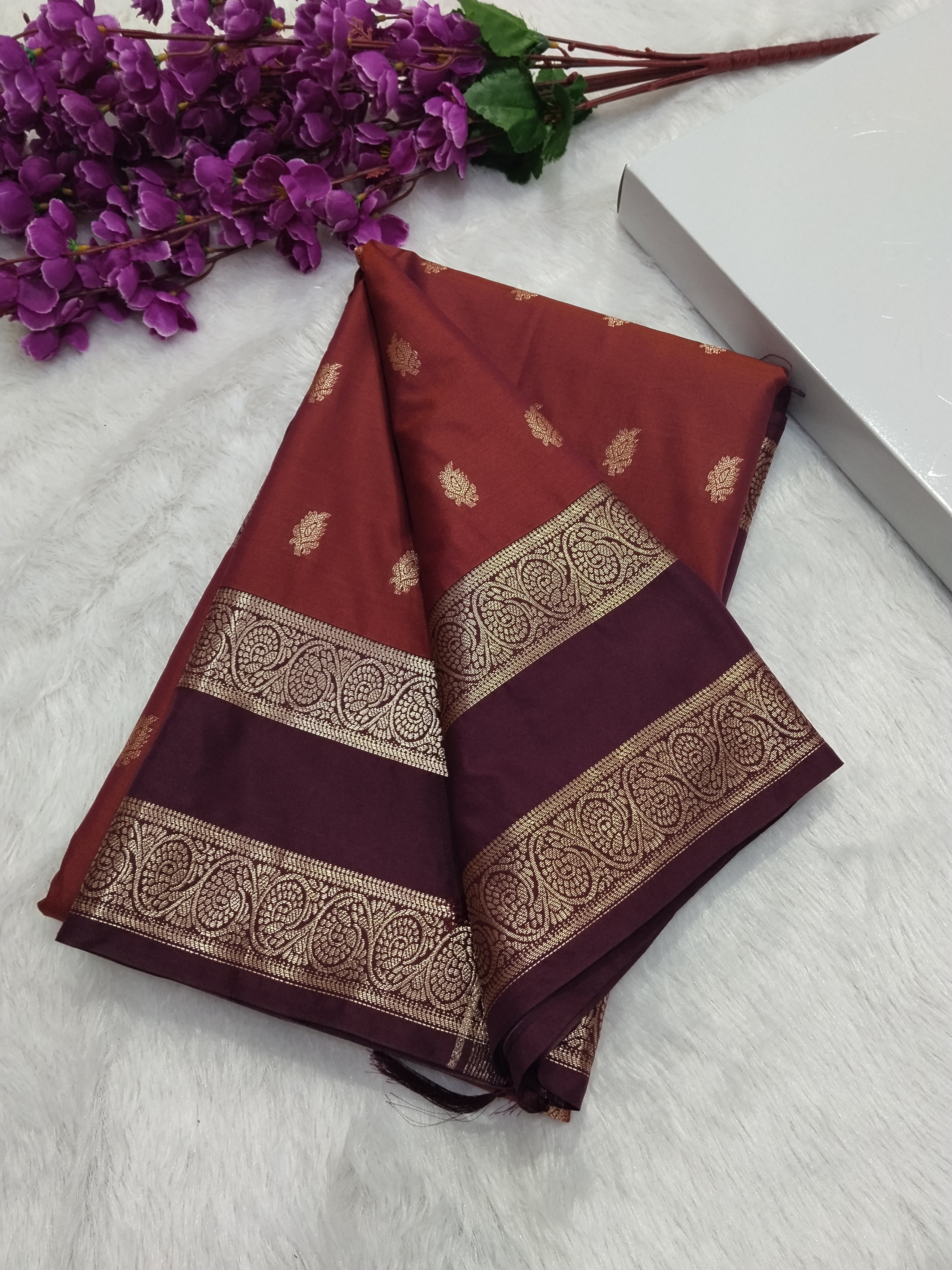 Party Wear Banarasi Semi Katan Silk Saree With Double Border Work