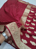 Maroon Gold Zari Khaddi Georgette Saree
