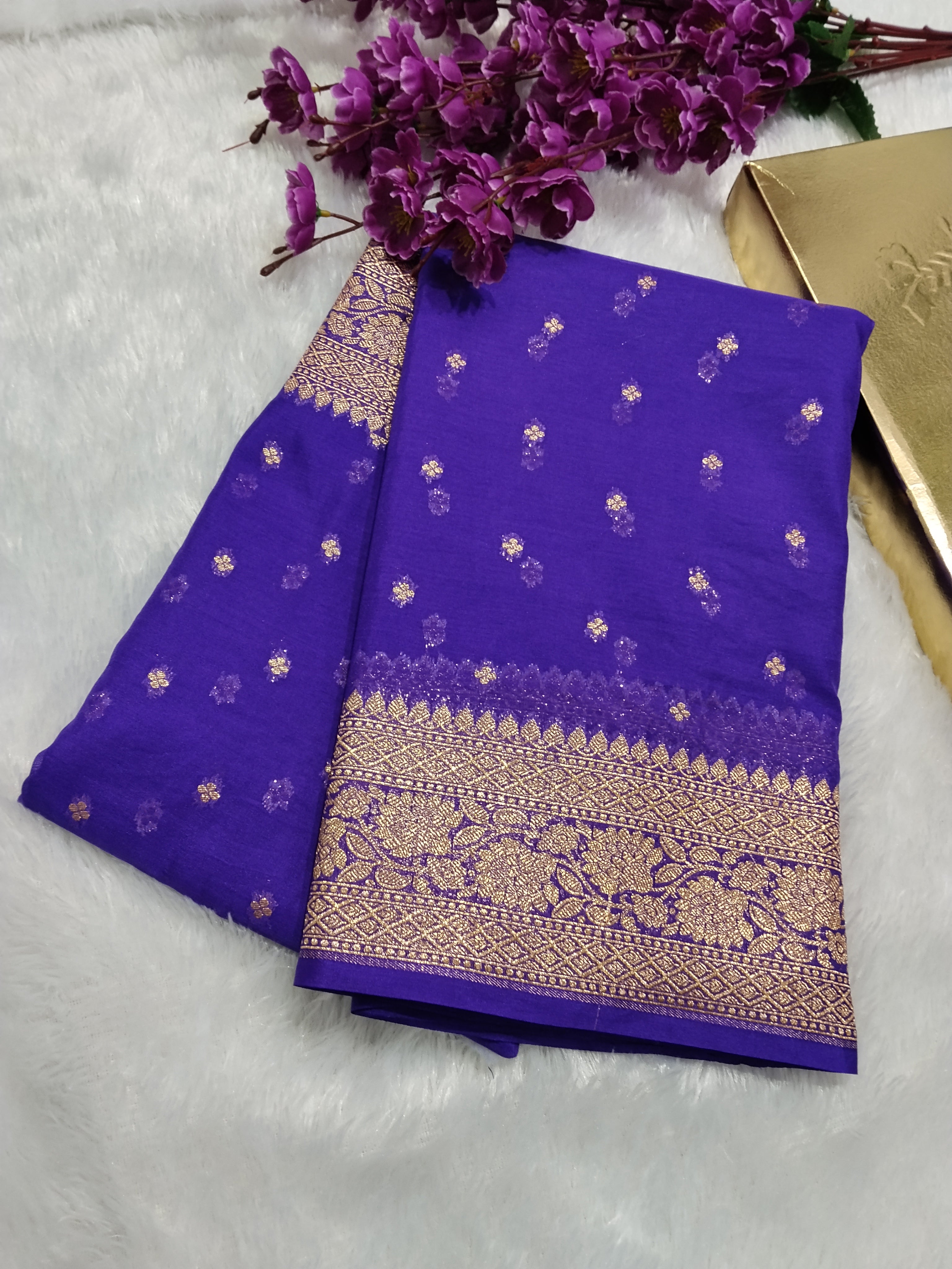 Violet Colour Zari Buti Khaddi Georgette Saree