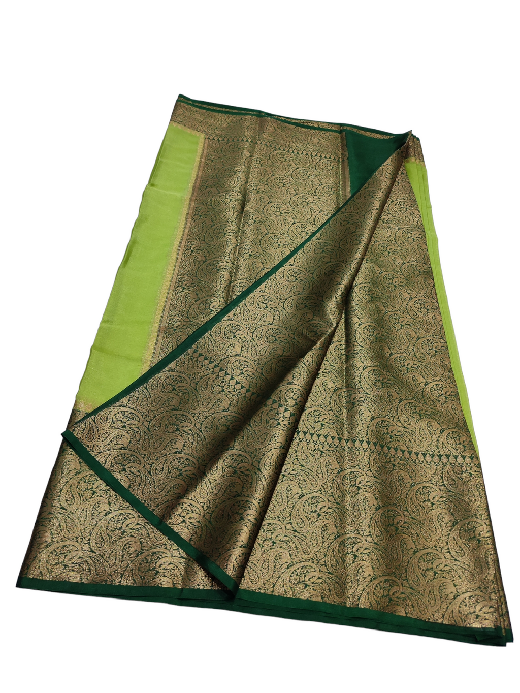 Pista Green And Bottle Green Colour Plain Body Warm Silk Saree