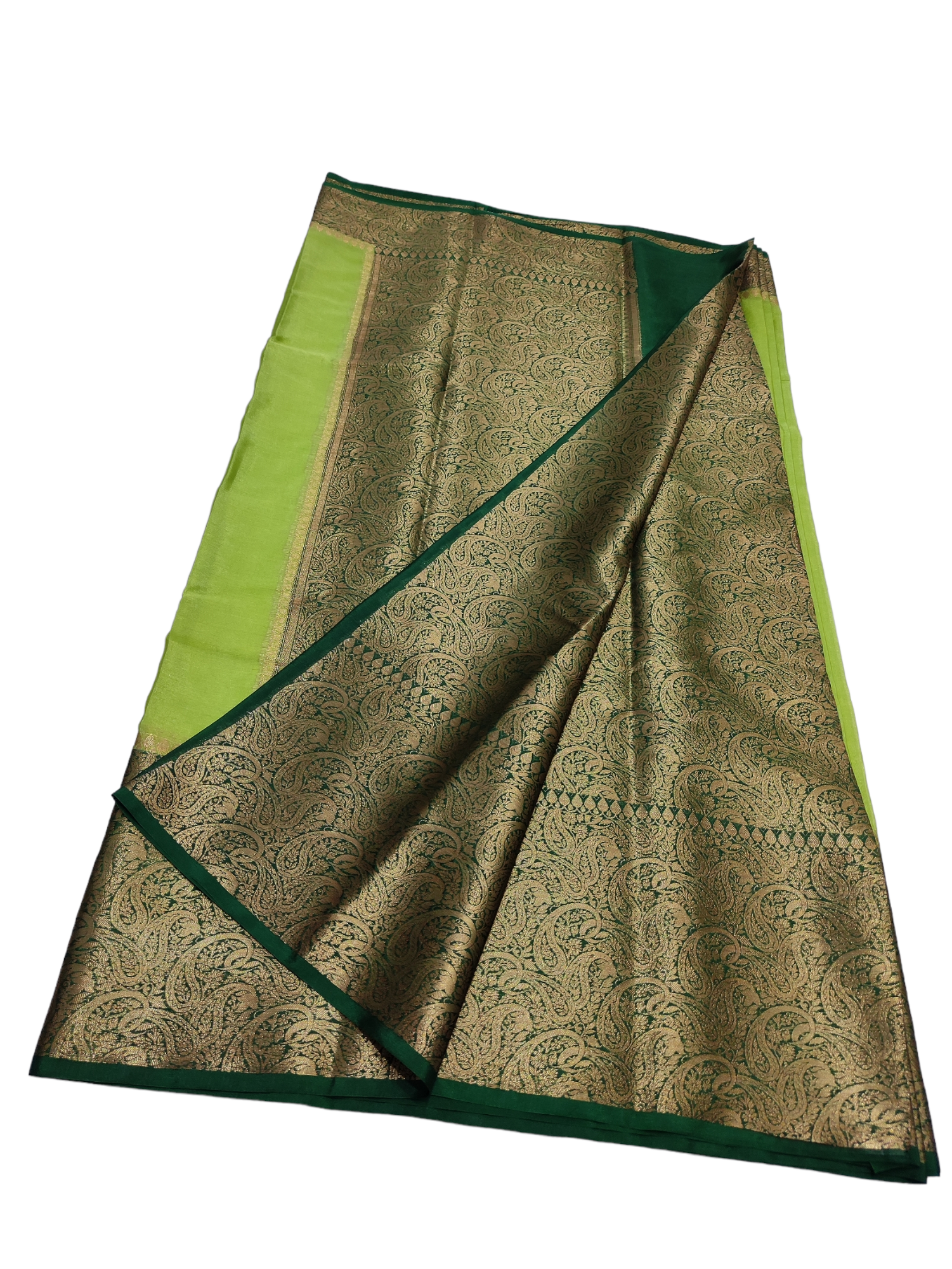 Pista Green And Bottle Green Colour Plain Body Warm Silk Saree