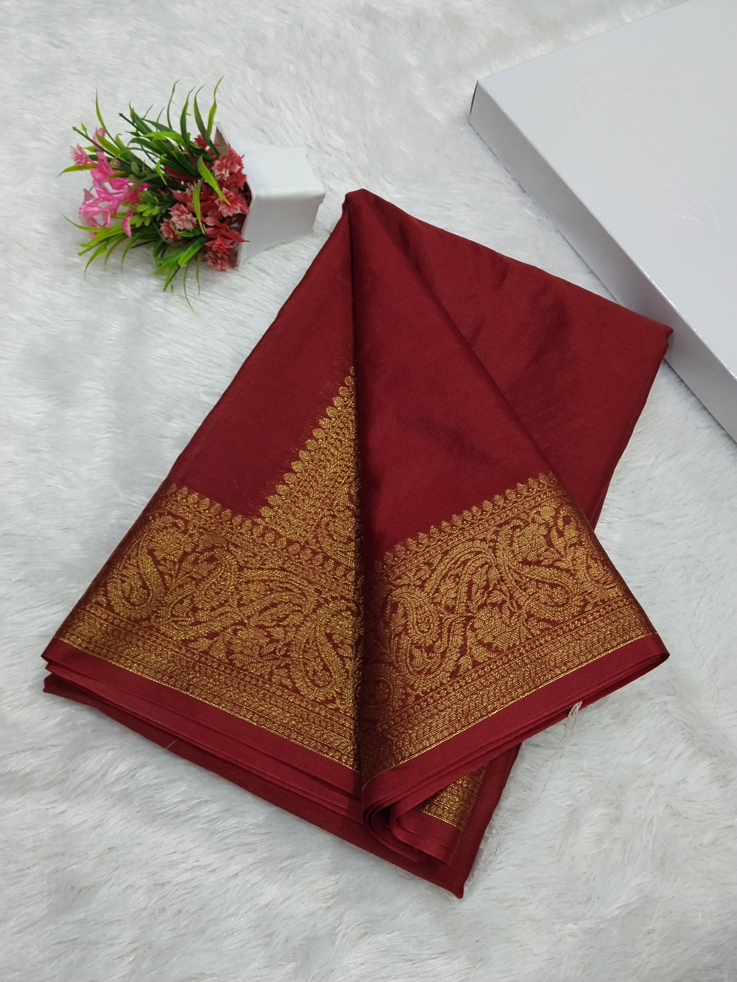 Dark Maroon Colour Banarasi Warm Silk Soft Saree
