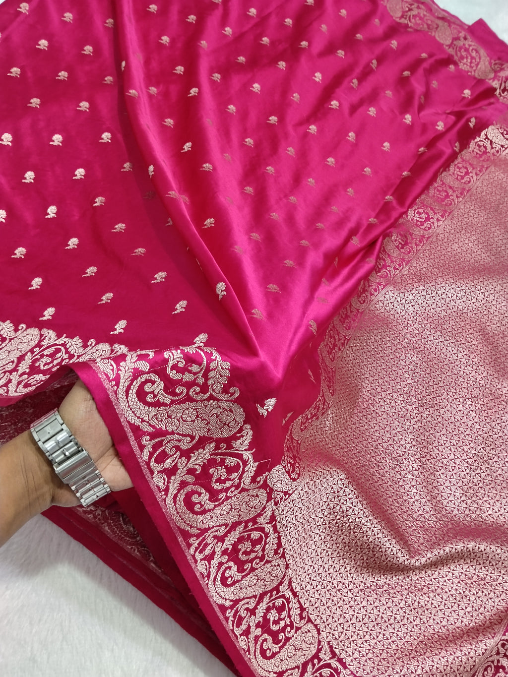 Rose Pink Colour Best Banarasi Mashru Silk Saree With Buti Design