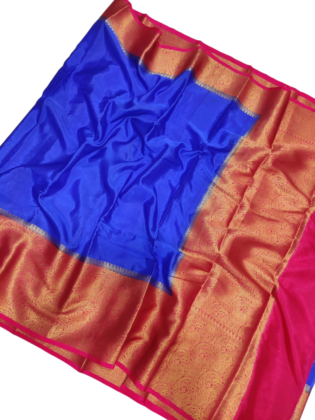 Blue And Pink Colour Plain Body Warm Silk Saree