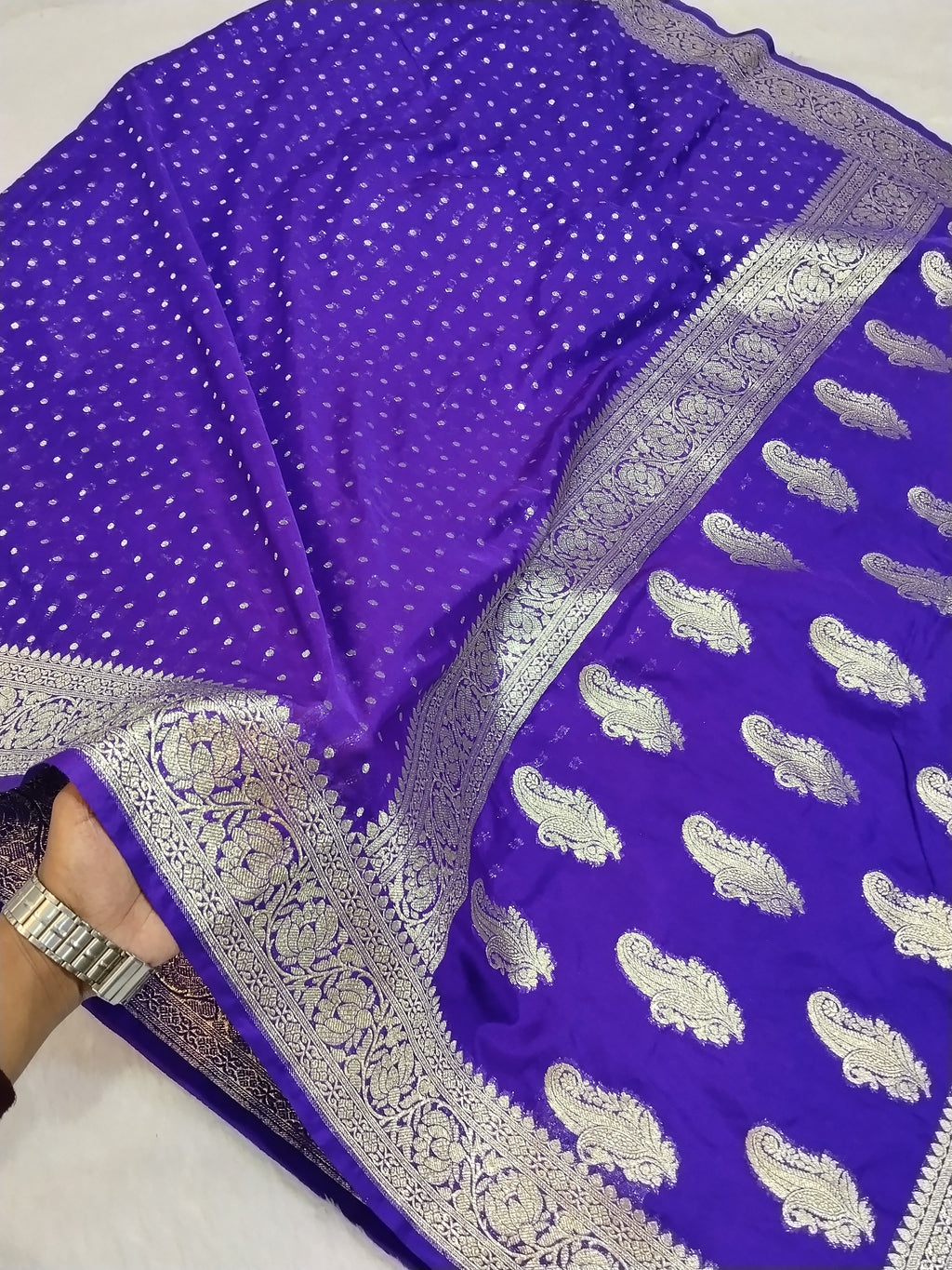 Violet Colour Banarasi Khaddi Georgette Saree