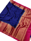 Blue And Pink Colour Plain Body Warm Silk Saree