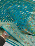 Rama Green Colour Hand Brush Meenakari Work Khaddi Georgette Saree