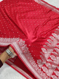 Red Colour Banarasi Mashru Silk Saree With Buti Design