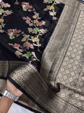 Jet Black Viral Banarasi Khaddi Georgette Saree