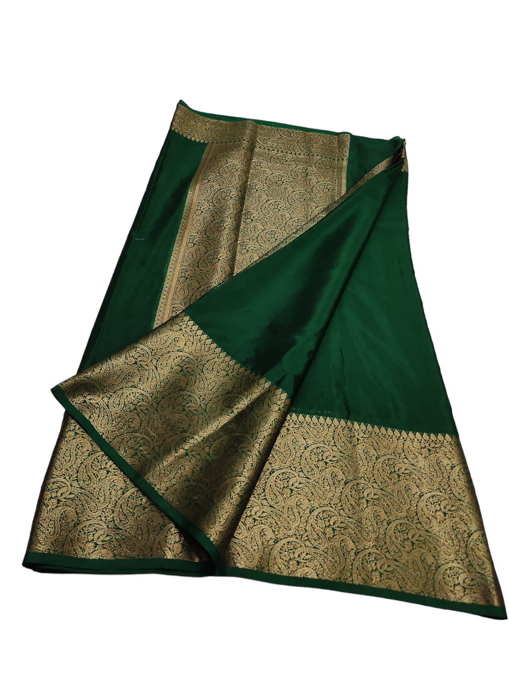Bottle Green Colour Plain Body Warm Silk Saree