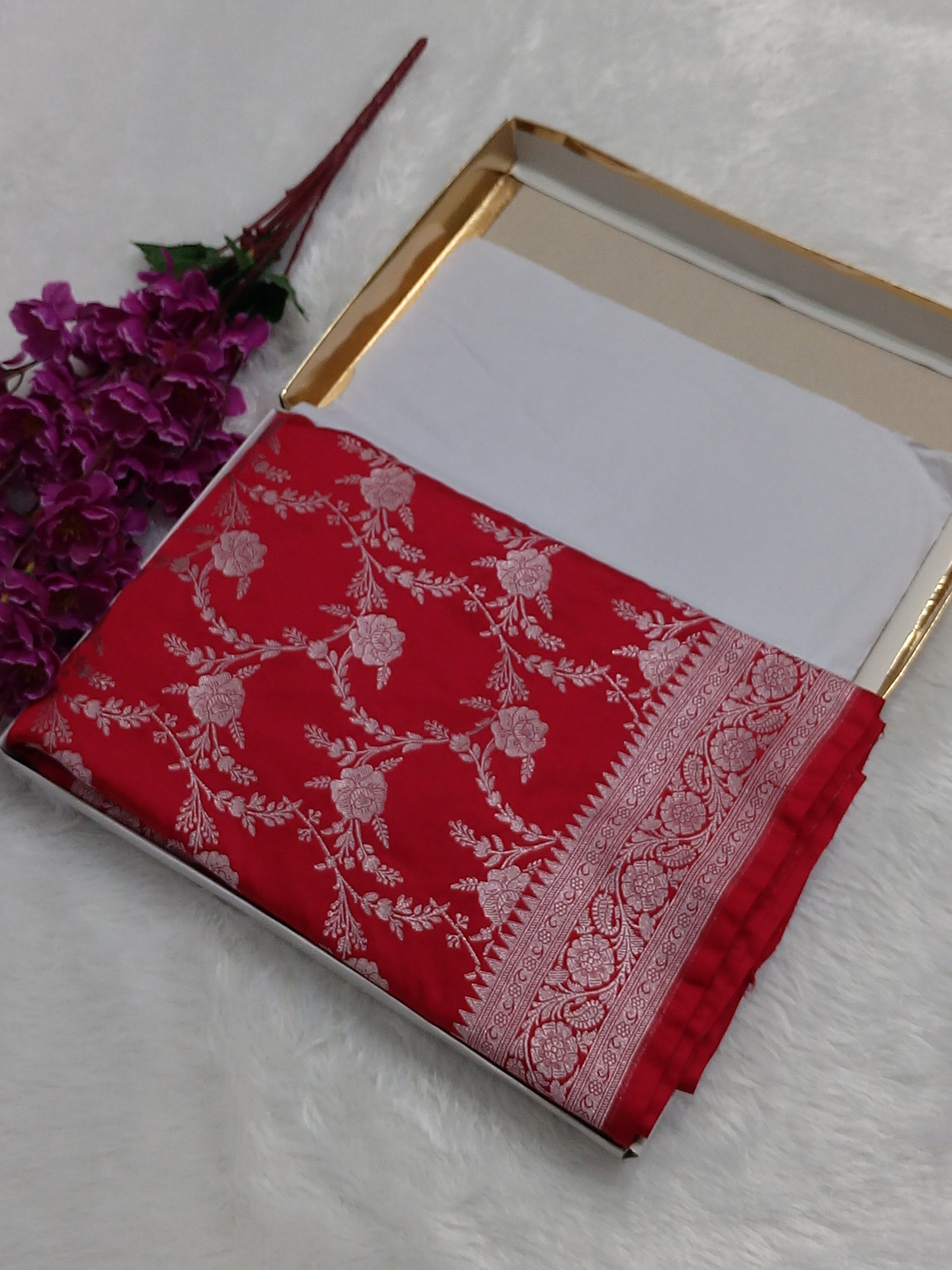 Light RedBanarasi Mashru Silk Saree