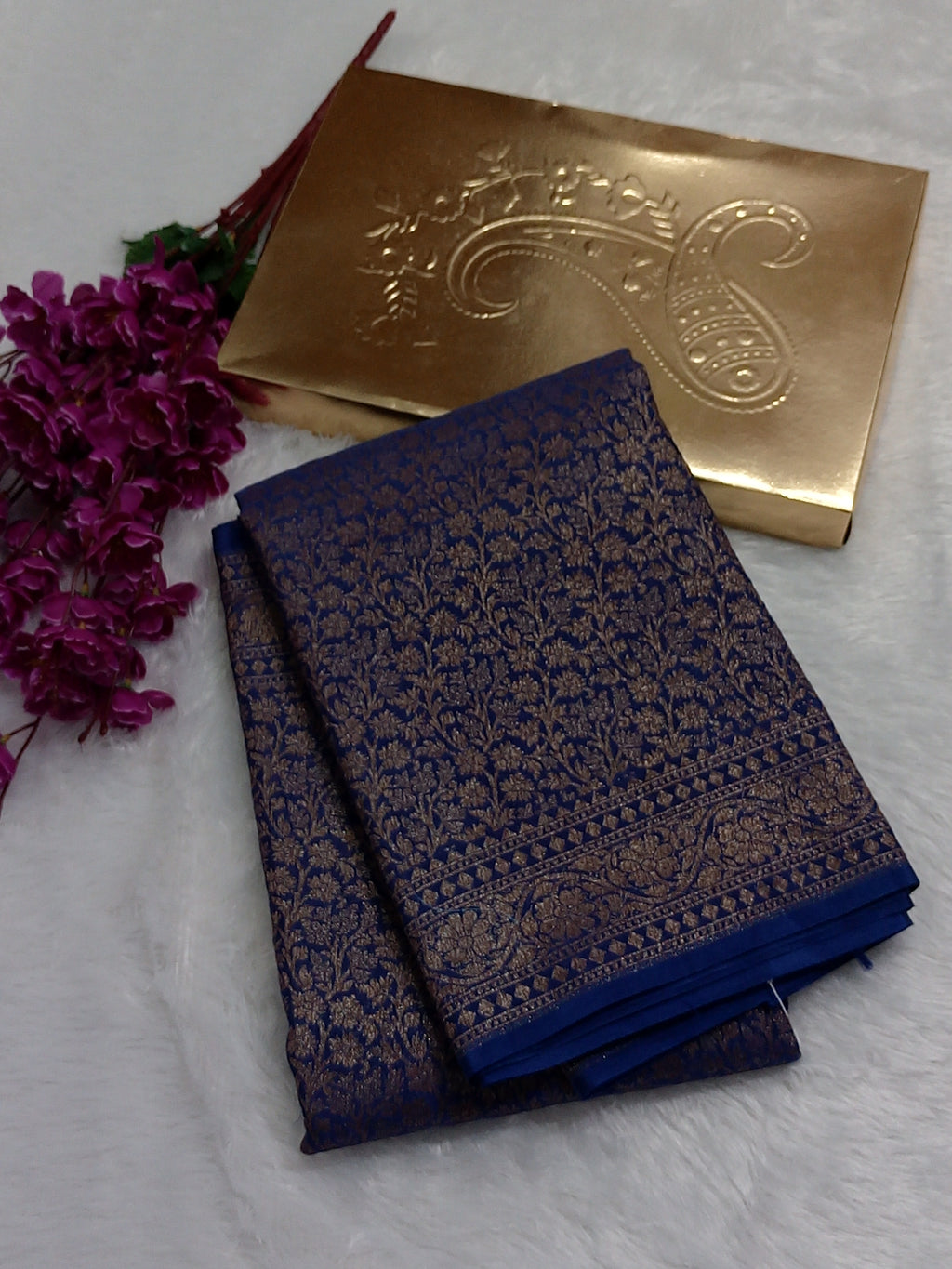 Blue Colour Antique Zari Brocade Khaddi Georgette Saree