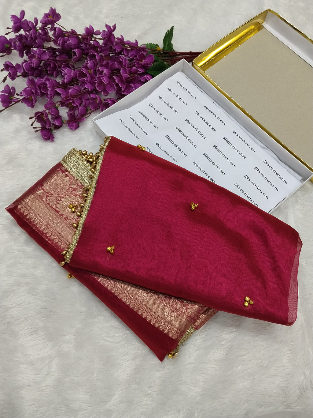 Viral Ghungroo Saree Gulabi Pink Colour Tissue Plain Body Saree With Ghungroo And Gota Patti Work