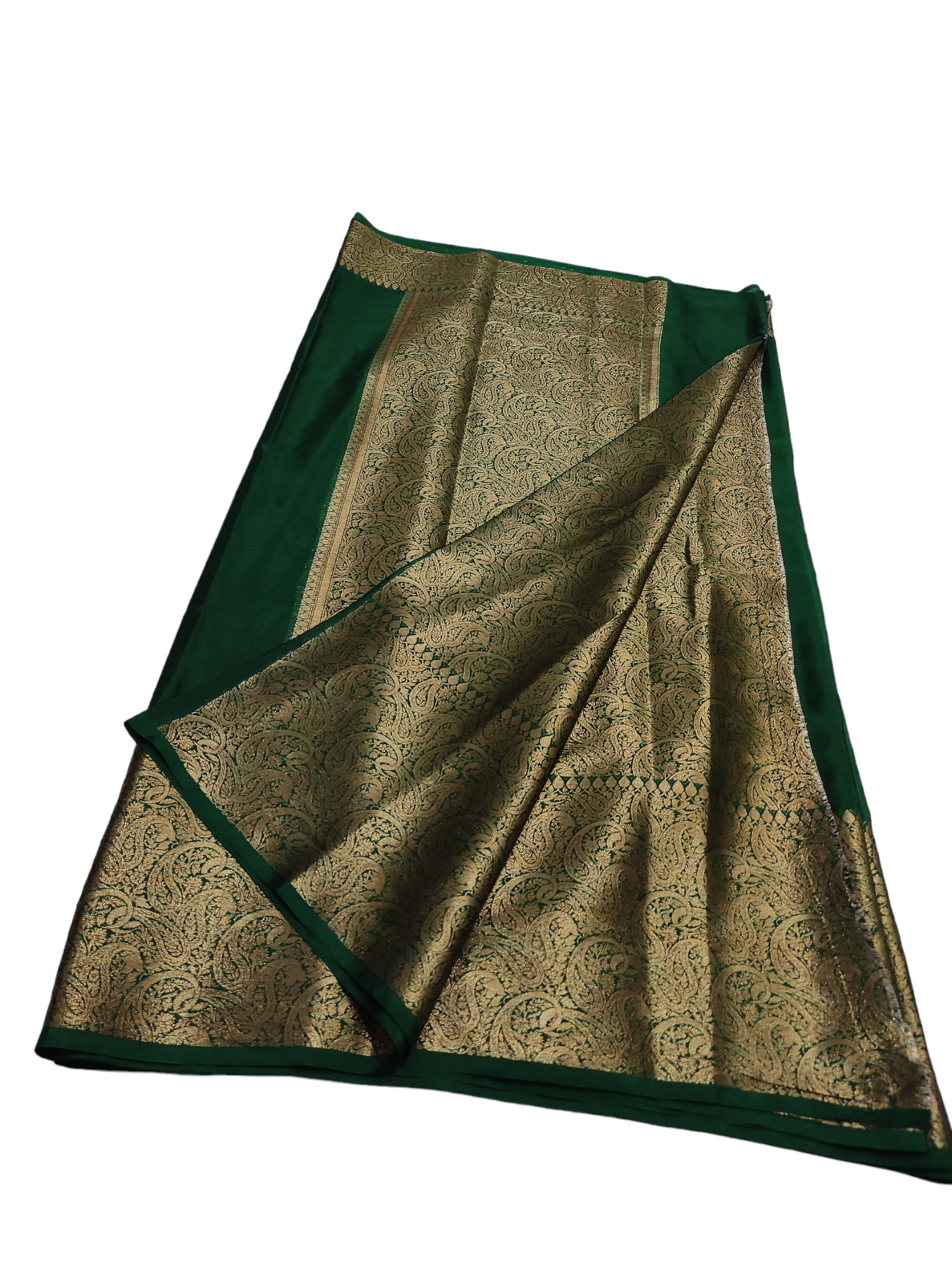 Bottle Green Colour Plain Body Warm Silk Saree