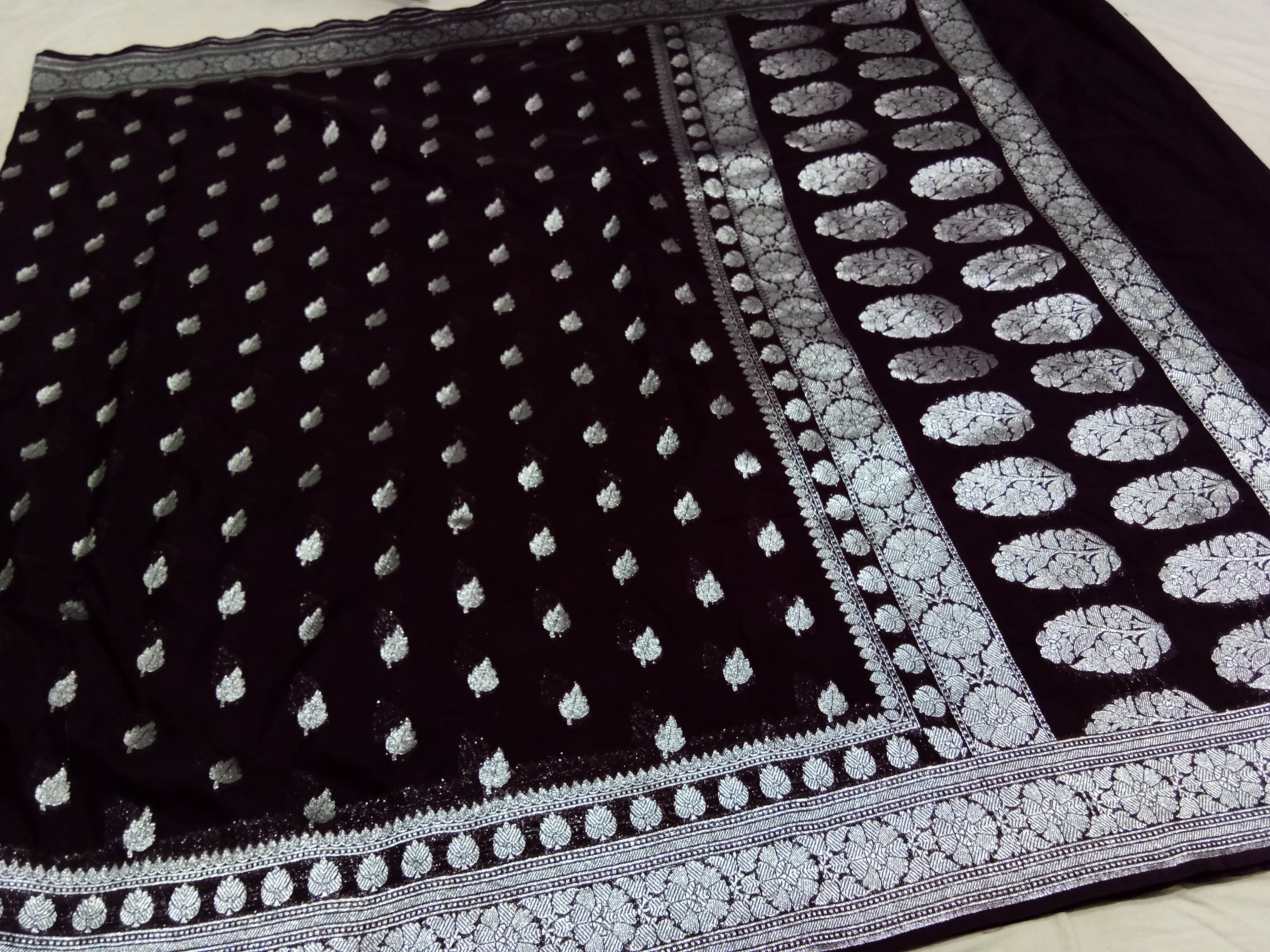 Viral Jet Black Color Khaddi Georgette Saree