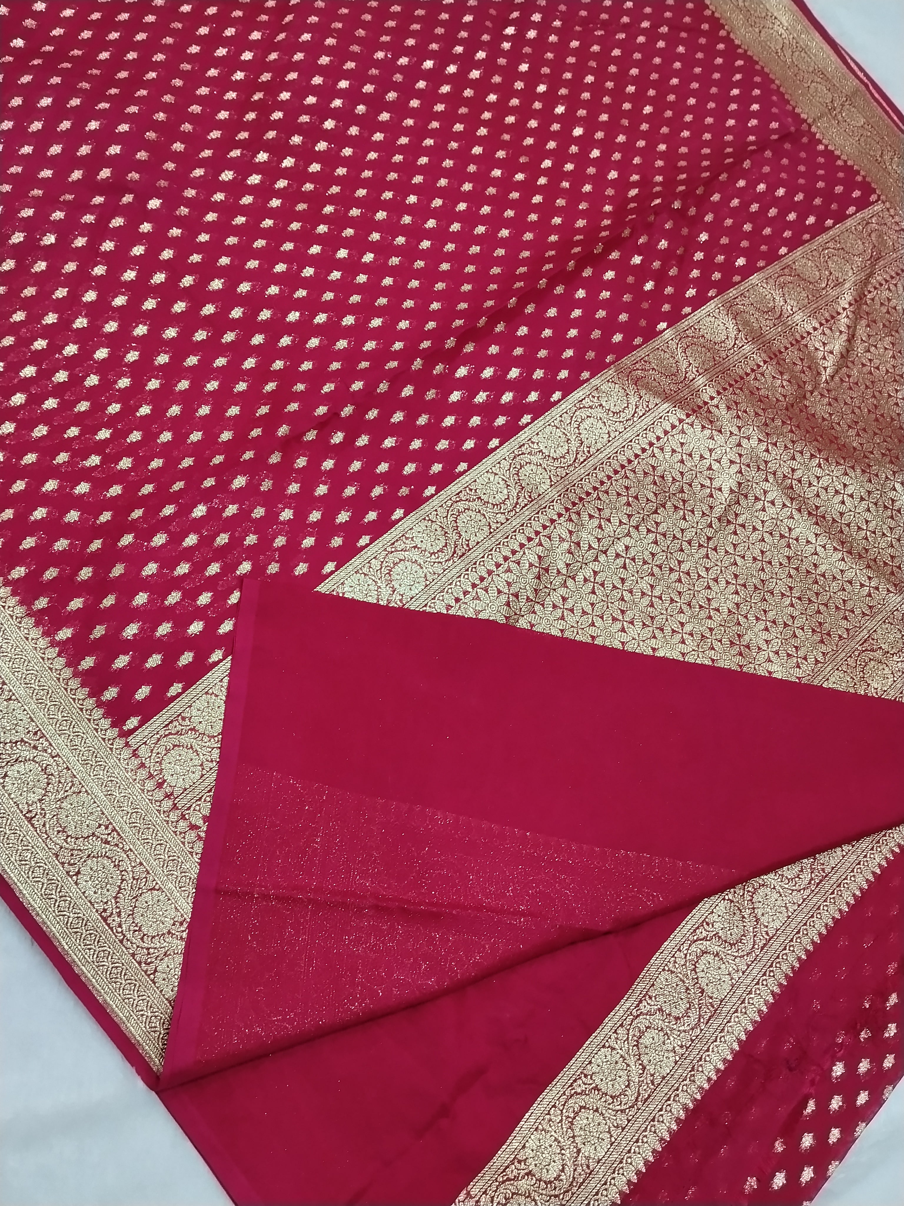 Pink Colour Zari Buti Khaddi Georgette Saree