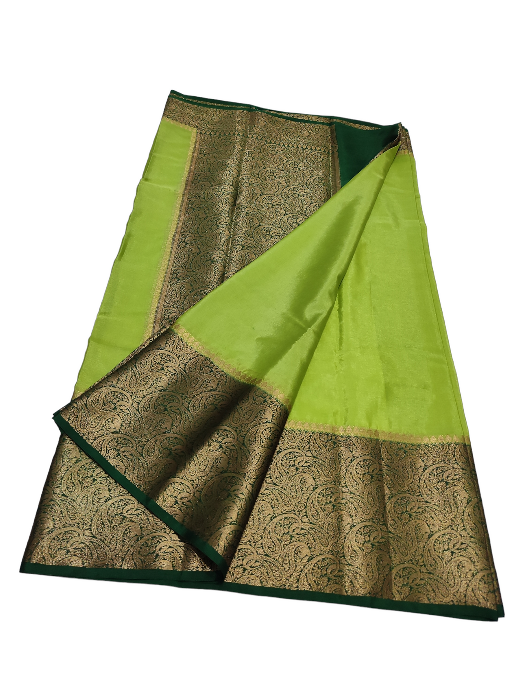 Pista Green And Bottle Green Colour Plain Body Warm Silk Saree