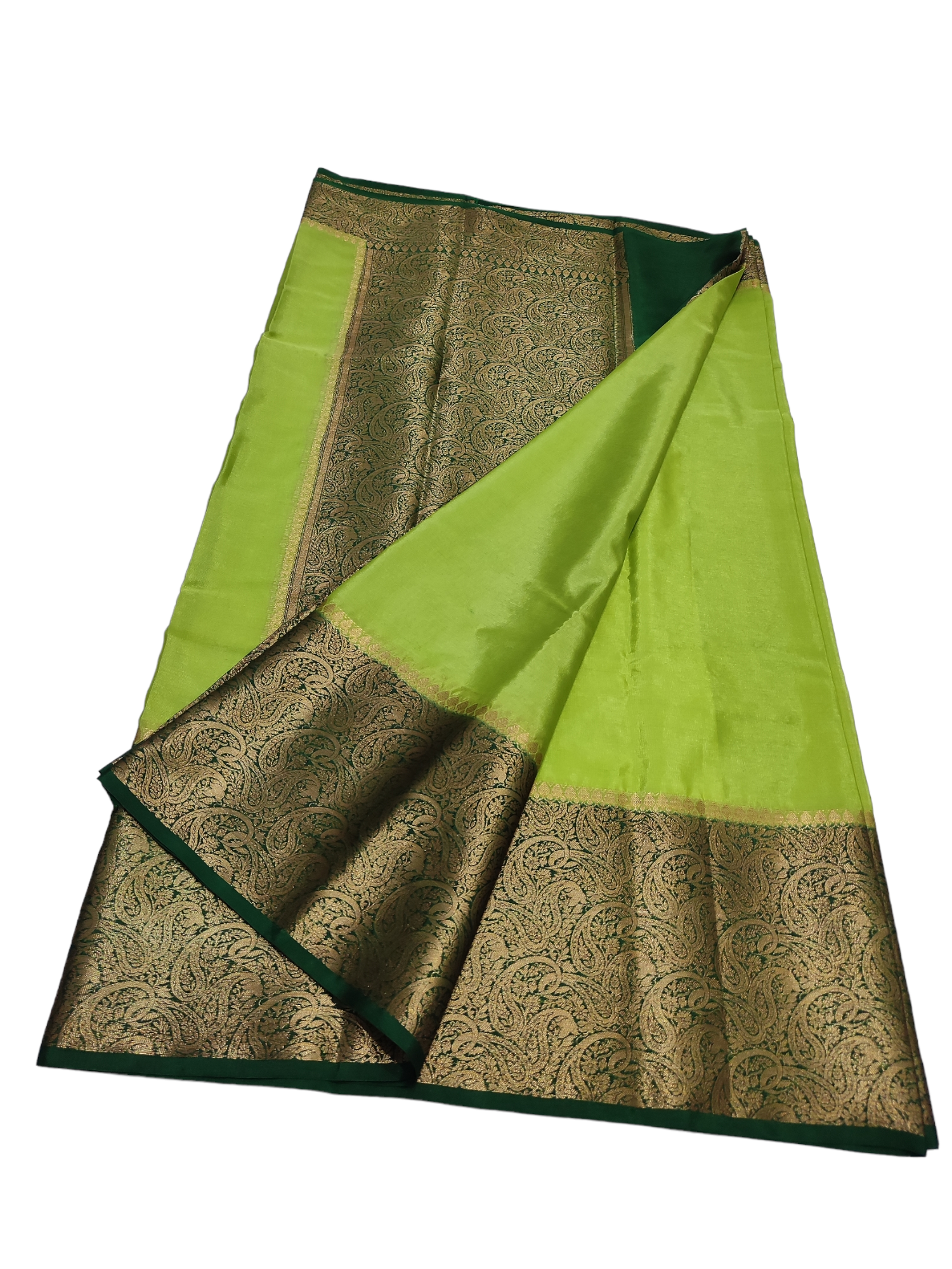 Pista Green And Bottle Green Colour Plain Body Warm Silk Saree
