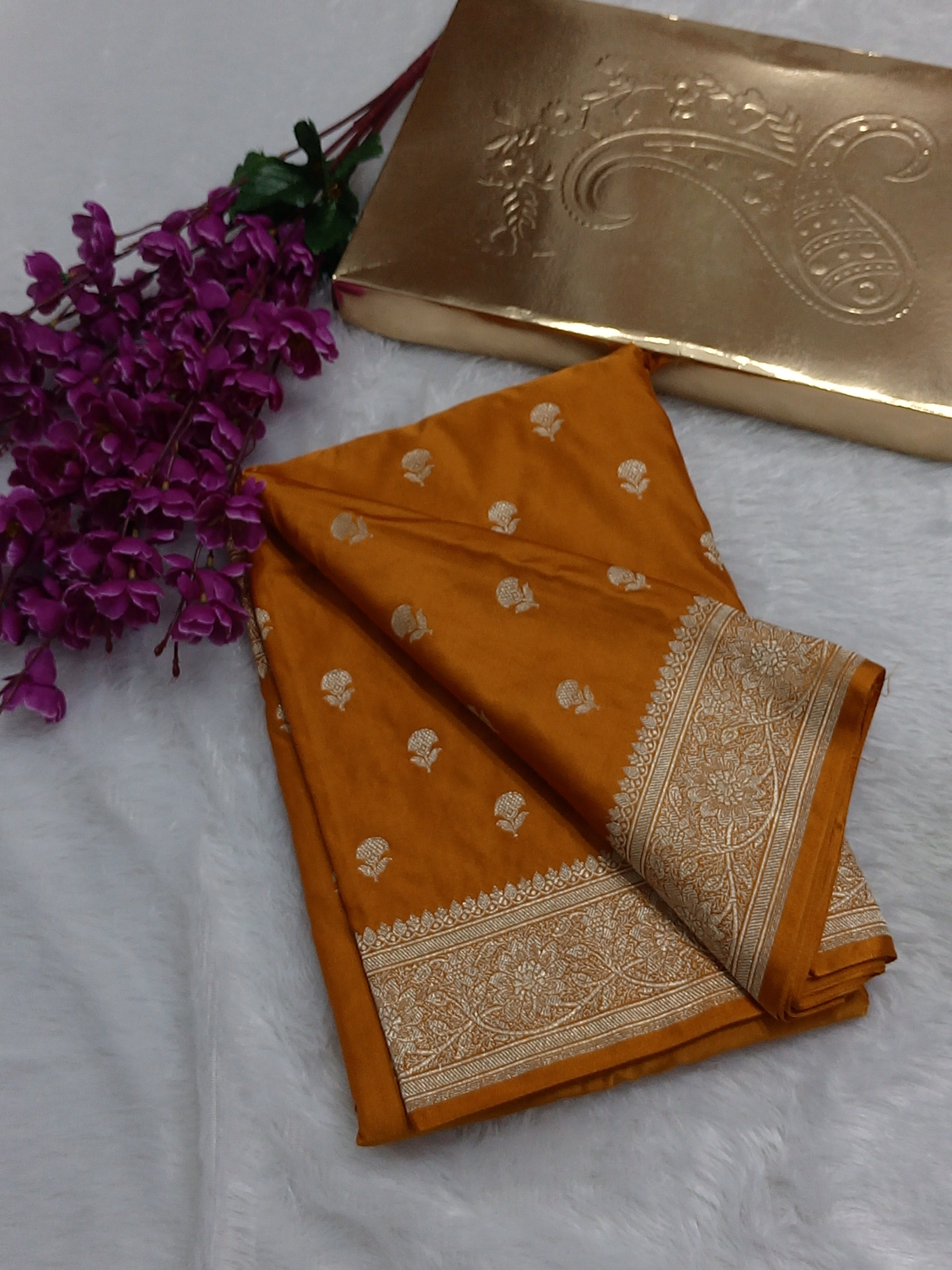 Yellow Color Banarasi Mashru Silk Saree
