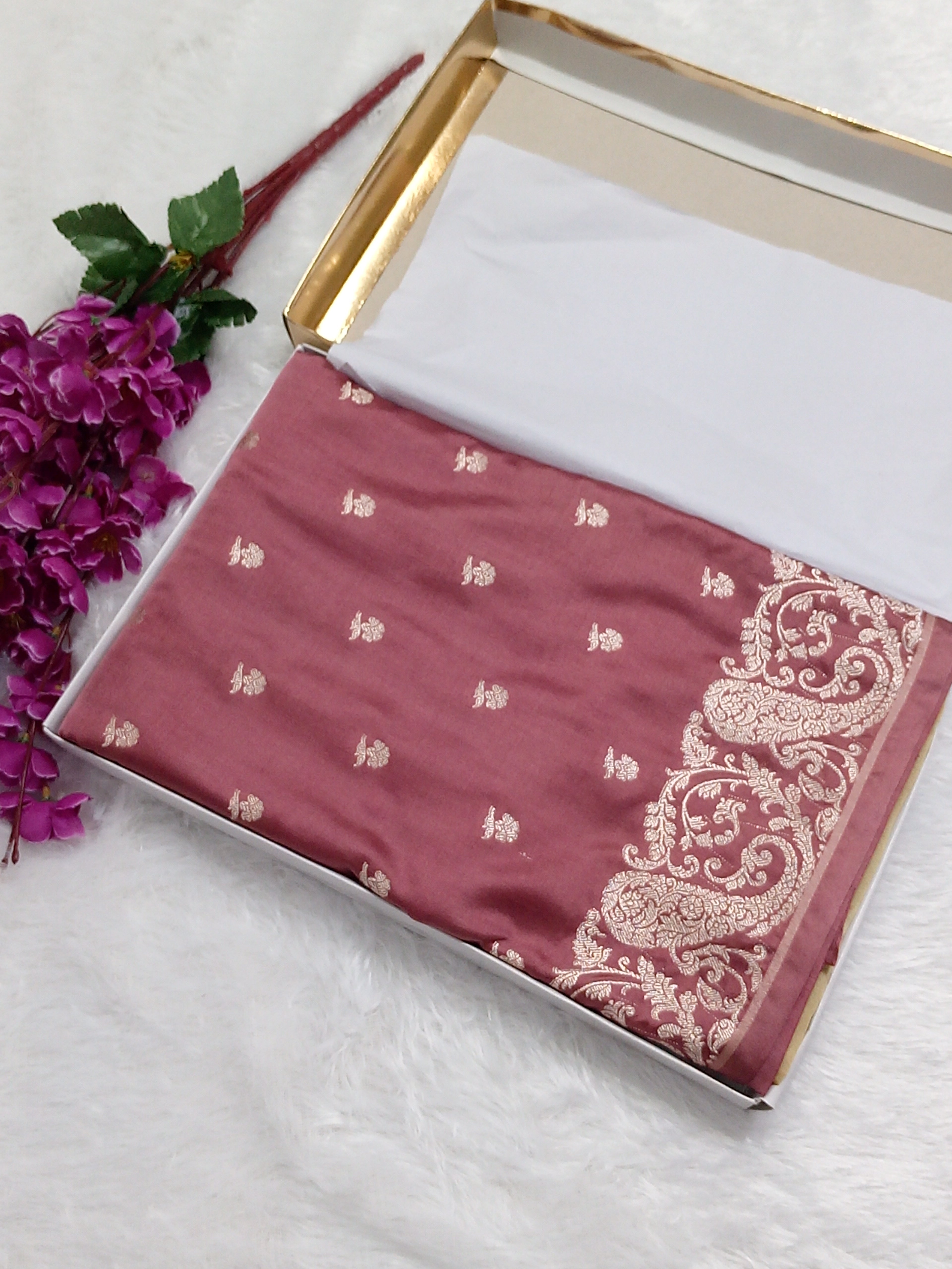 Dual Colour Banarasi Mashru Silk Saree