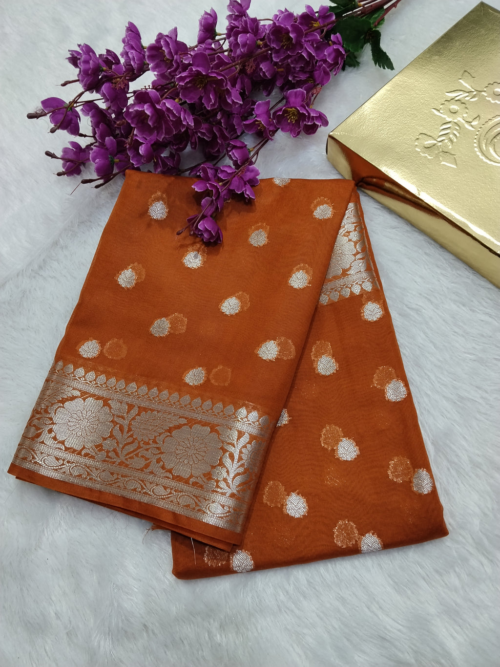 Yellow Mustard Colour Silver Zari Khaddi Georgette Saree