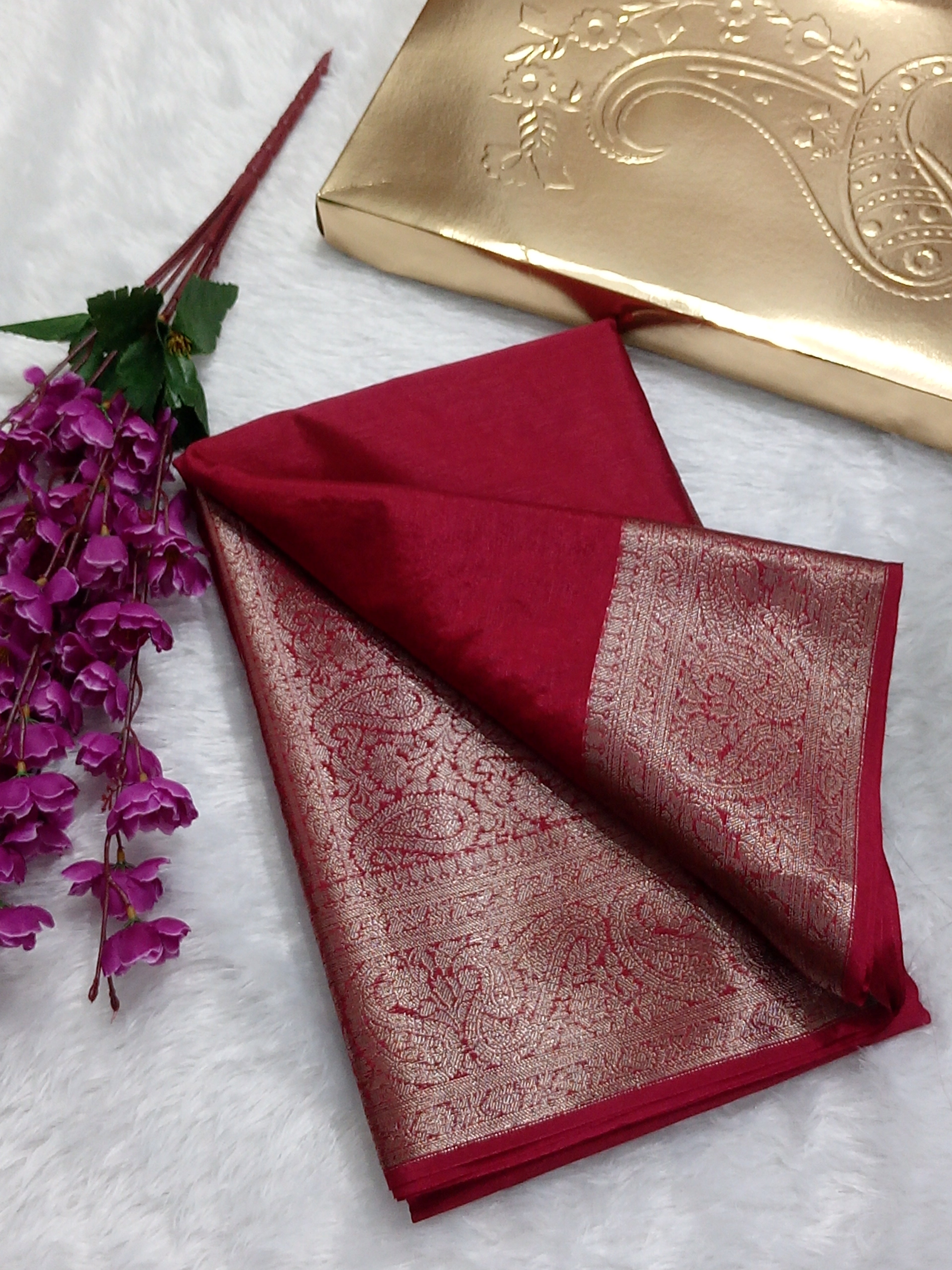 Maroon Colour Banarasi Warm Silk Saree
