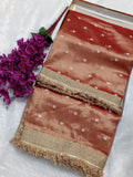 Orange Colour Kora Organza Tissue Saree With Gota Patti Work