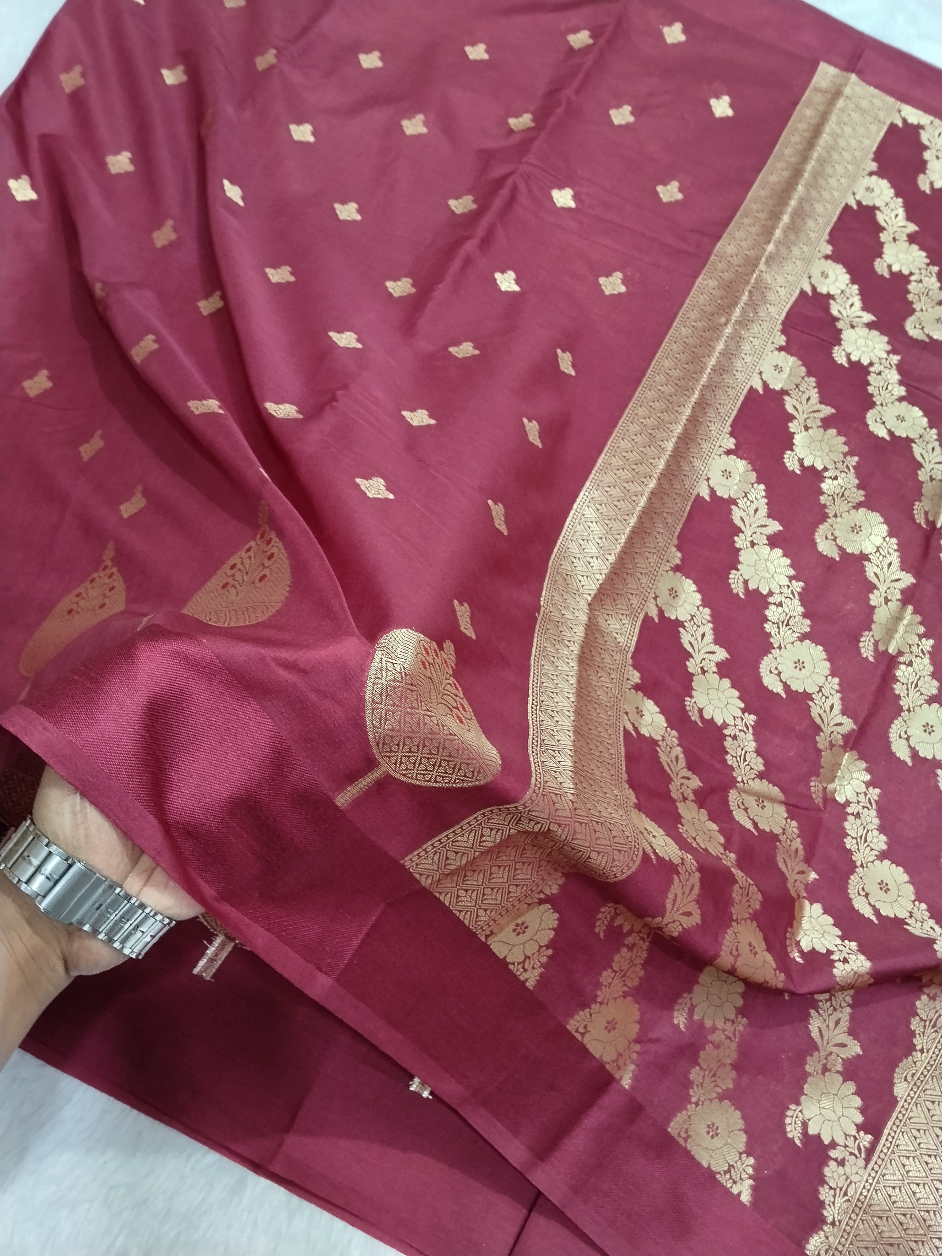 Maroon Colour Banarasi Warm Silk Saree
