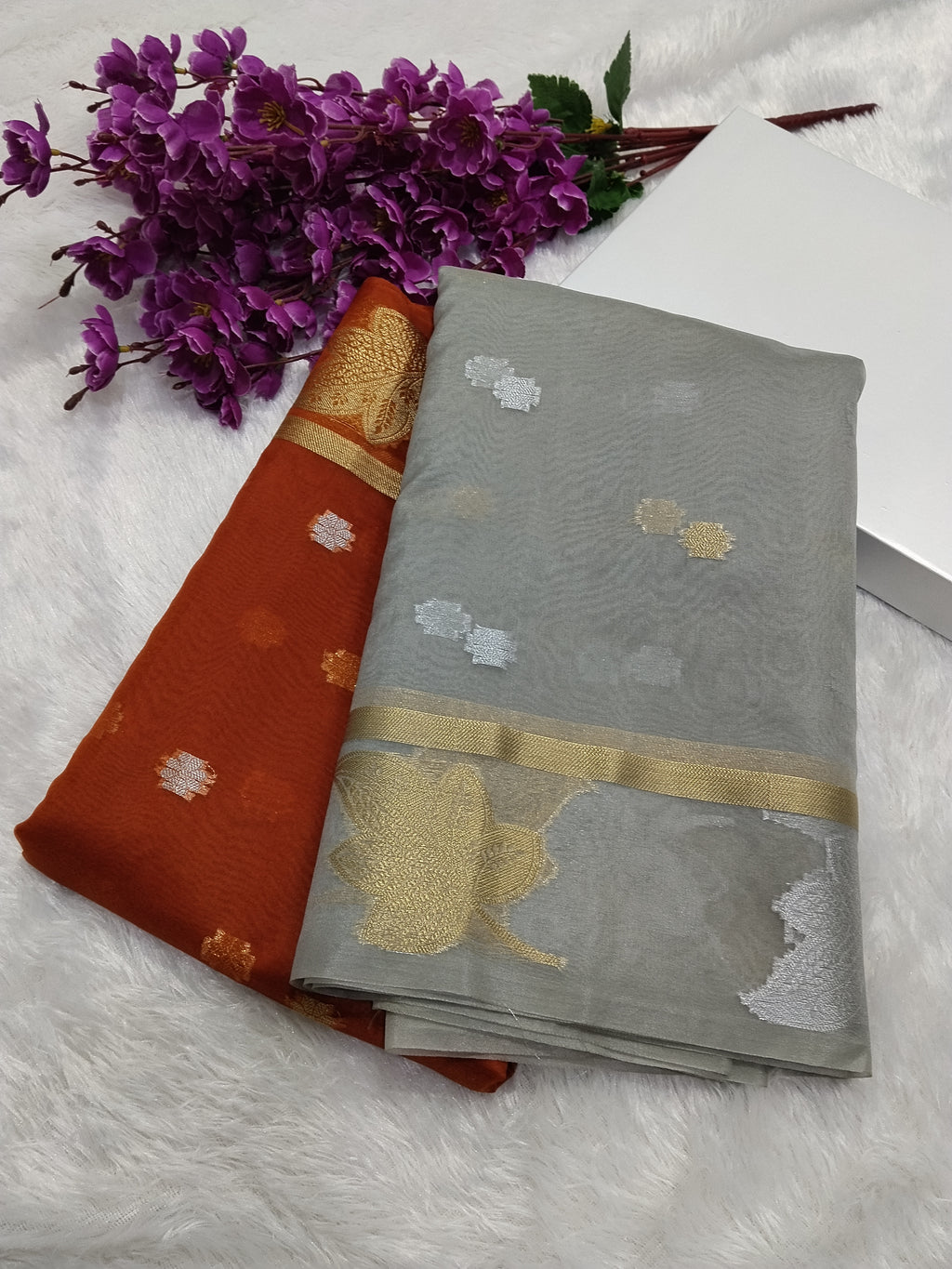 Dual Colour Banarasi Kora Organza Saree With Running Blouse