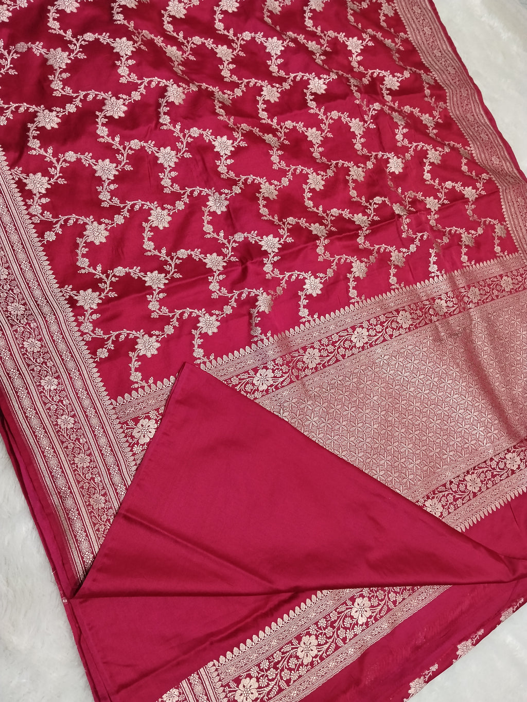 Pink Colour Banarasi Mashru Silk Saree With Buti Design