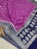 Purple  Colour Zari Buti Khaddi Georgette Saree