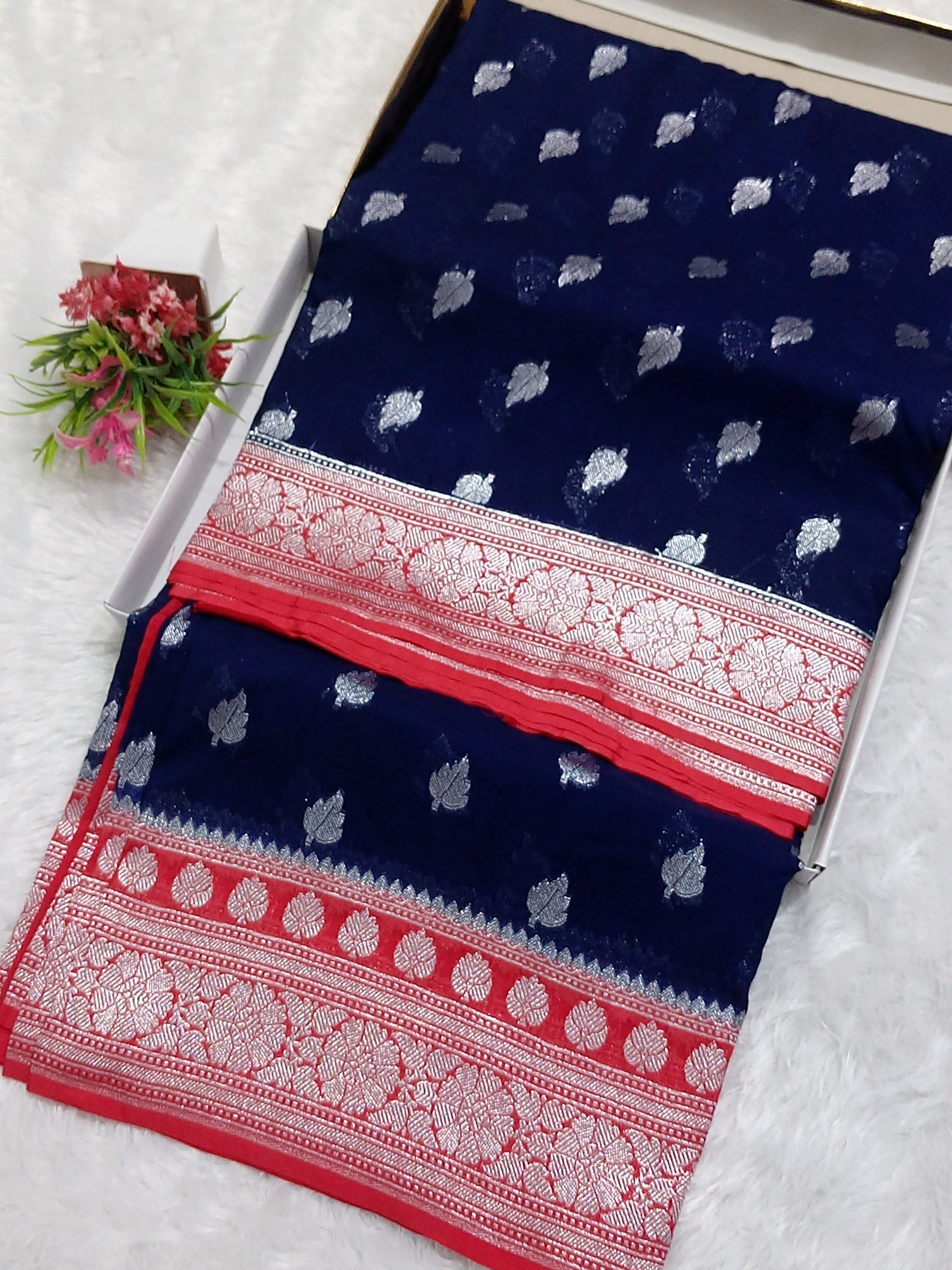 Navy Blue Banarasi Khaddi Georgette Saree