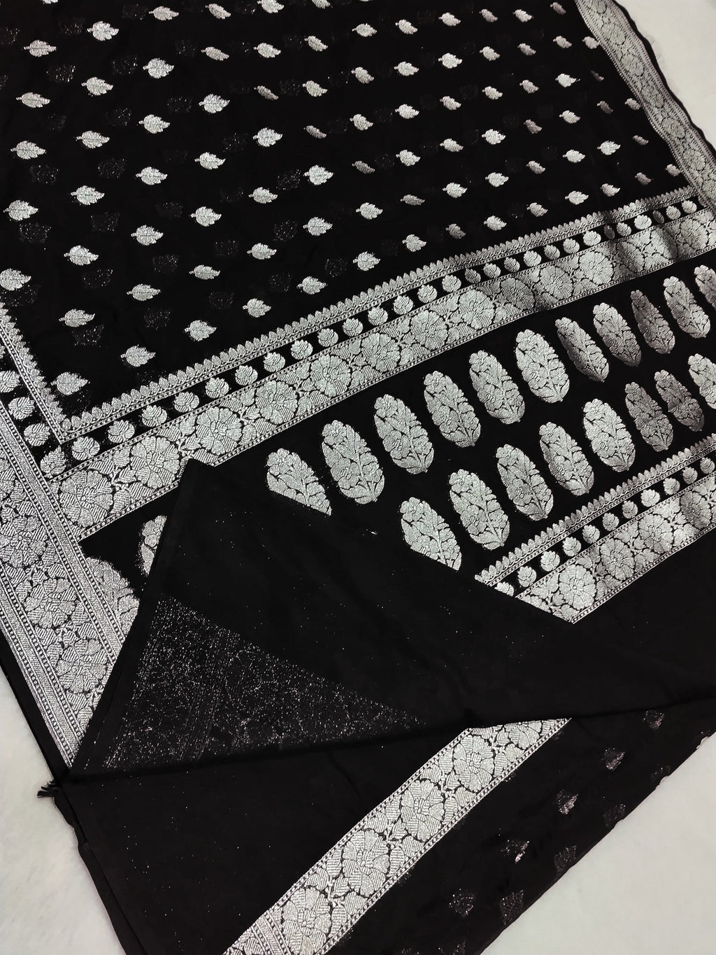 Viral Jet Black Color Khaddi Georgette Saree