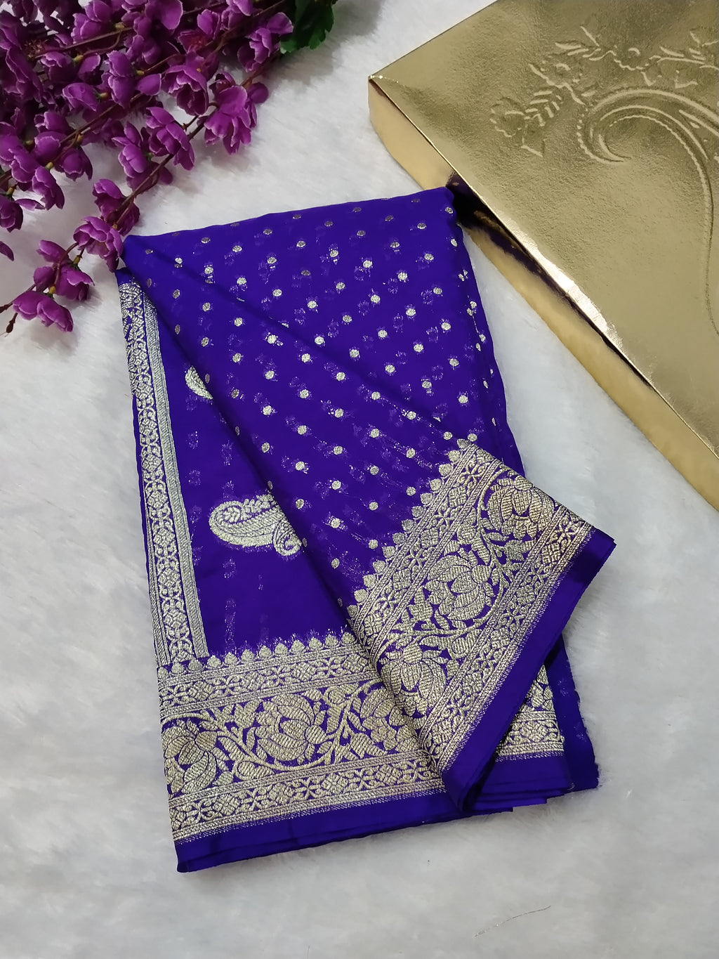 Violet Colour Banarasi Khaddi Georgette Saree