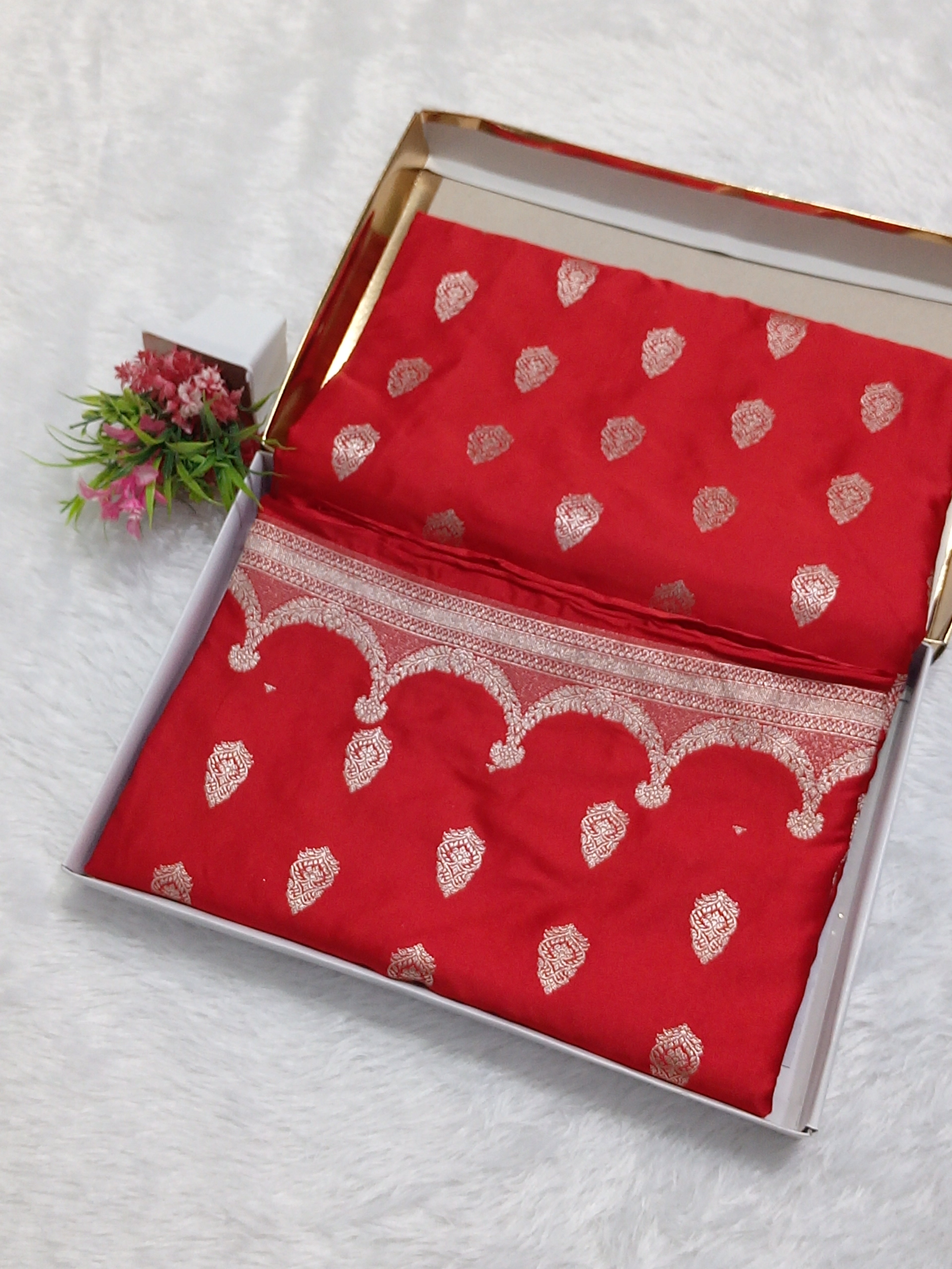 Dark Red Colour Wedding Banarasi Mashru Silk Saree