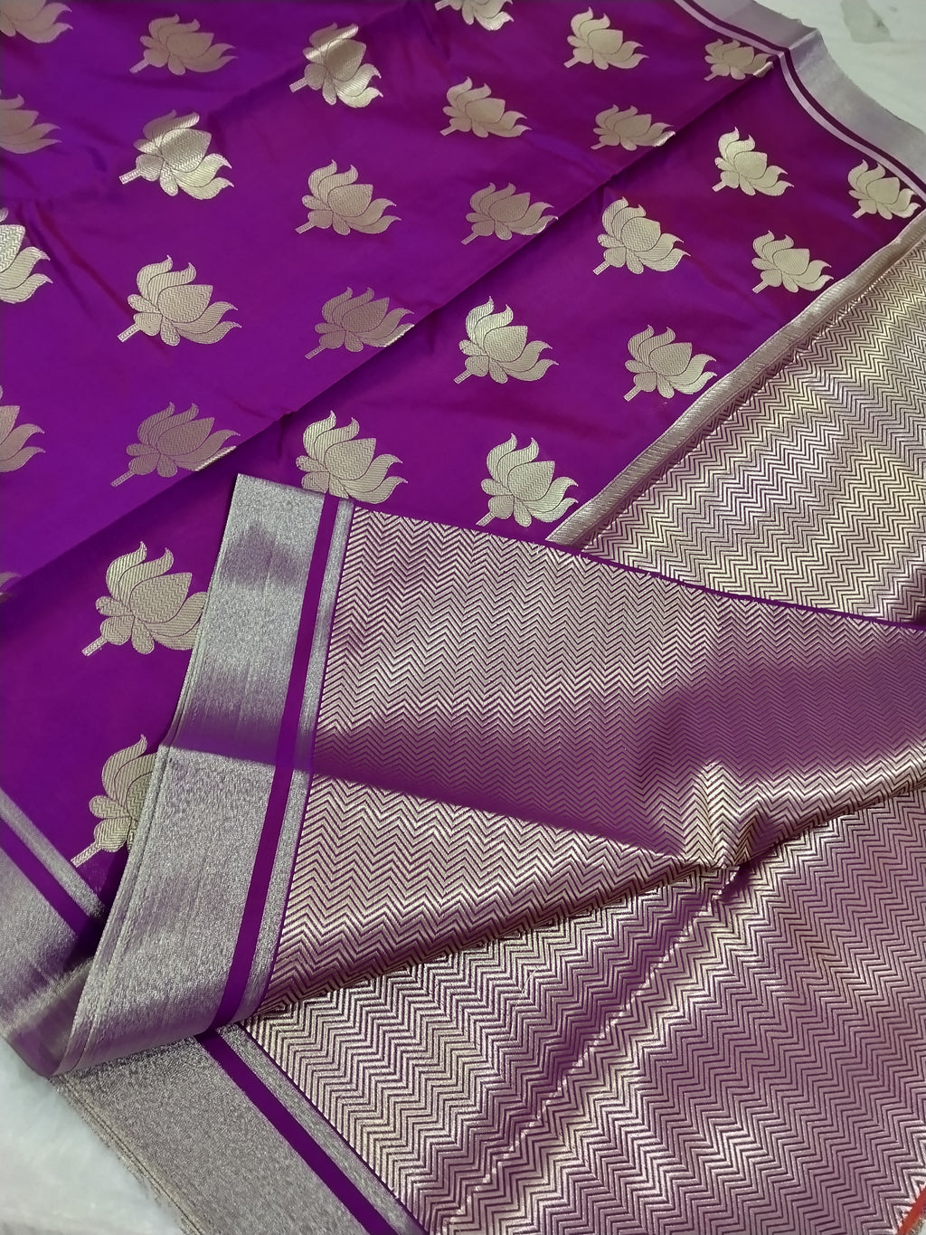 Purple Colour Kamal Buta Tapeta Silk Saree
