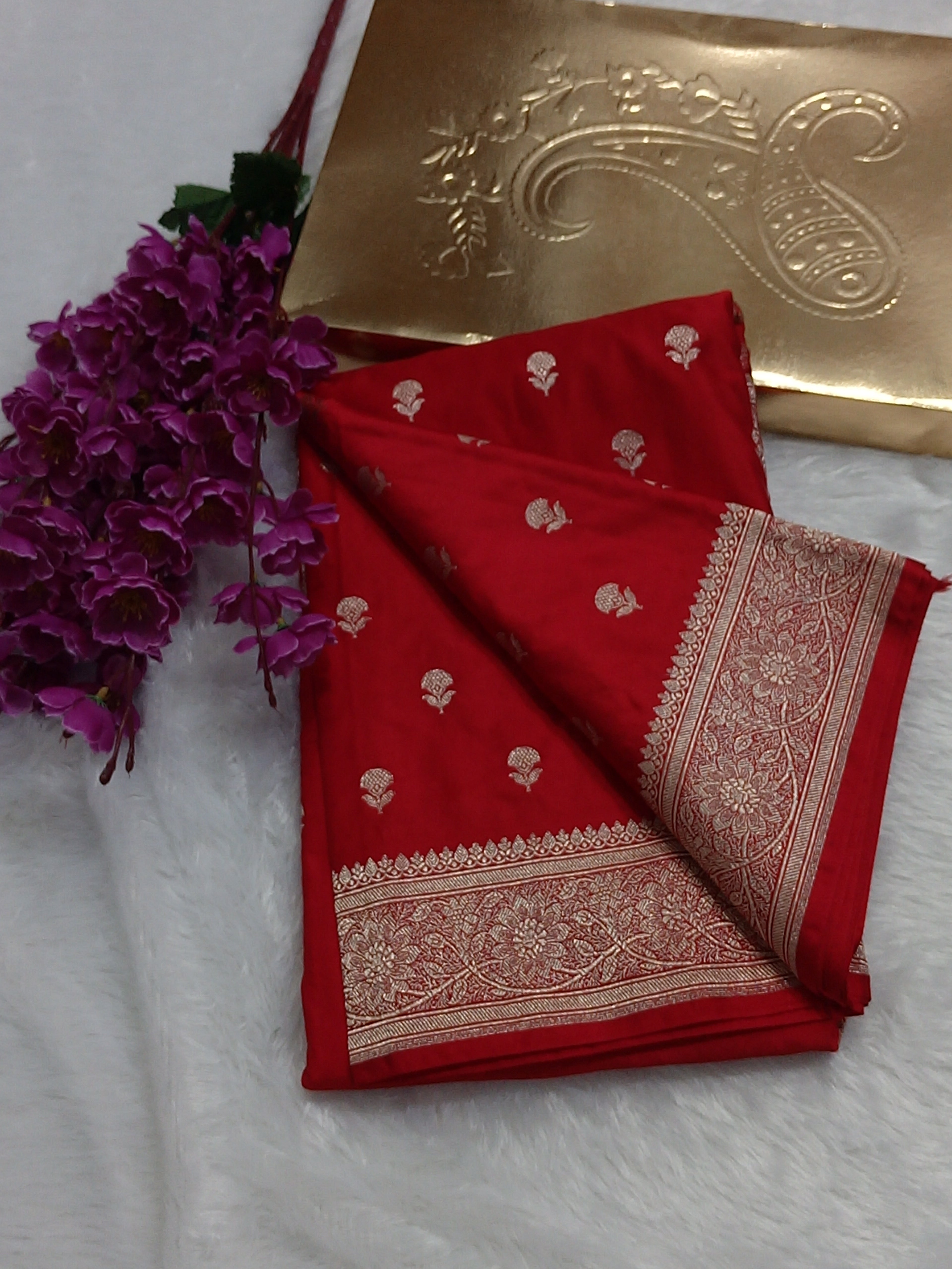 Red Color Banarasi Mashru Silk Saree