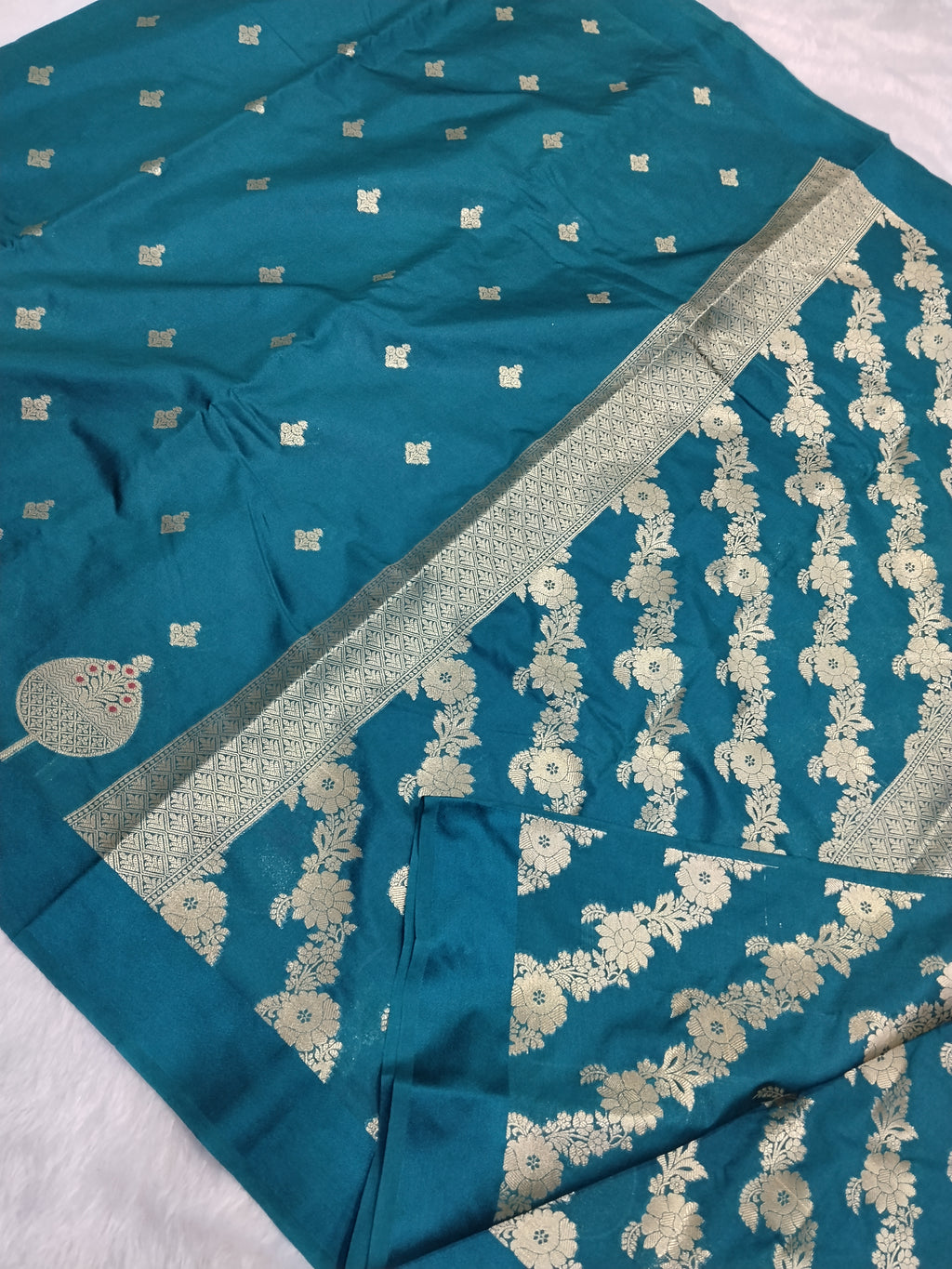German Blue Colour Banarasi Warm Silk Saree
