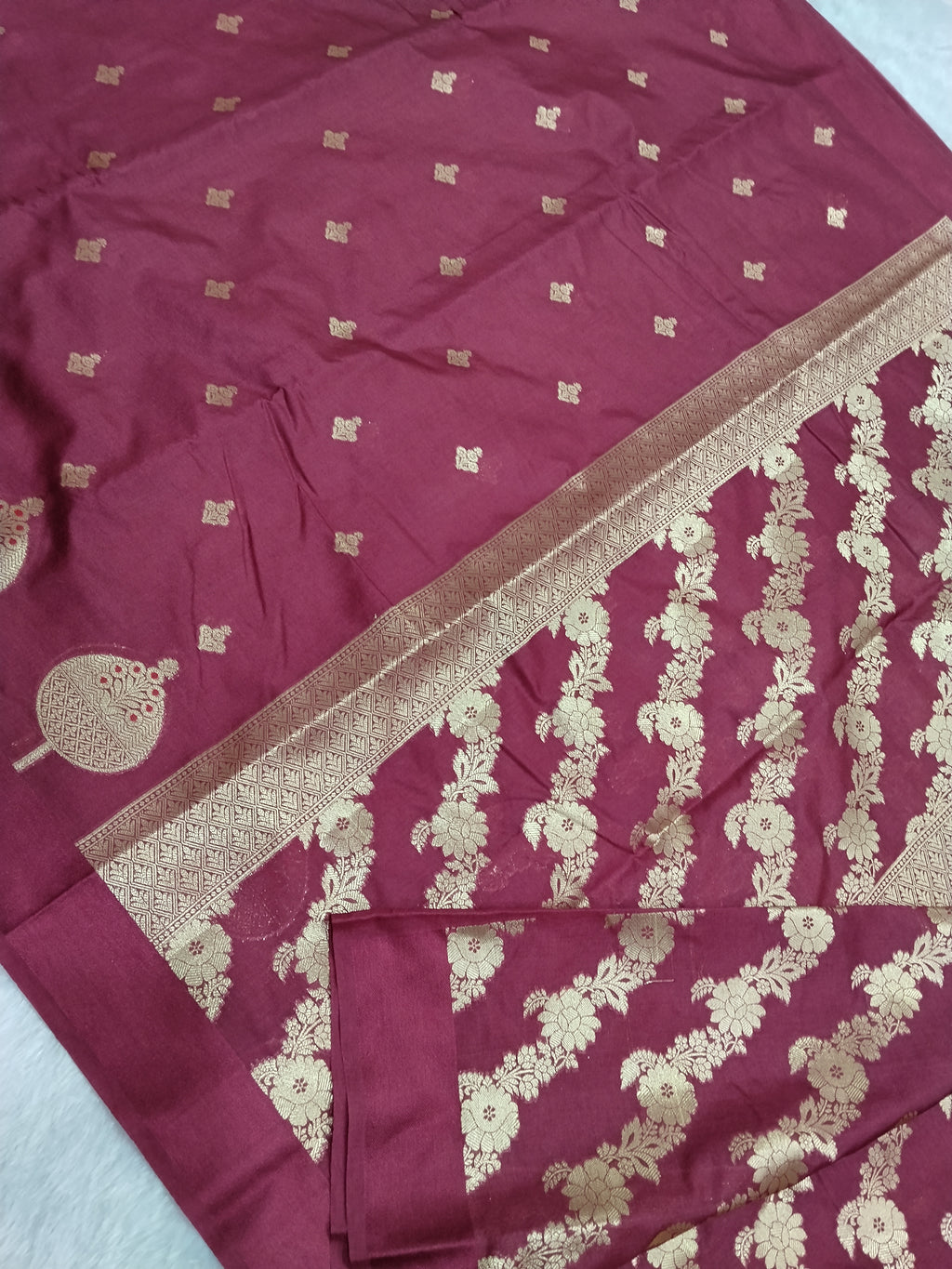 Maroon Colour Banarasi Warm Silk Saree