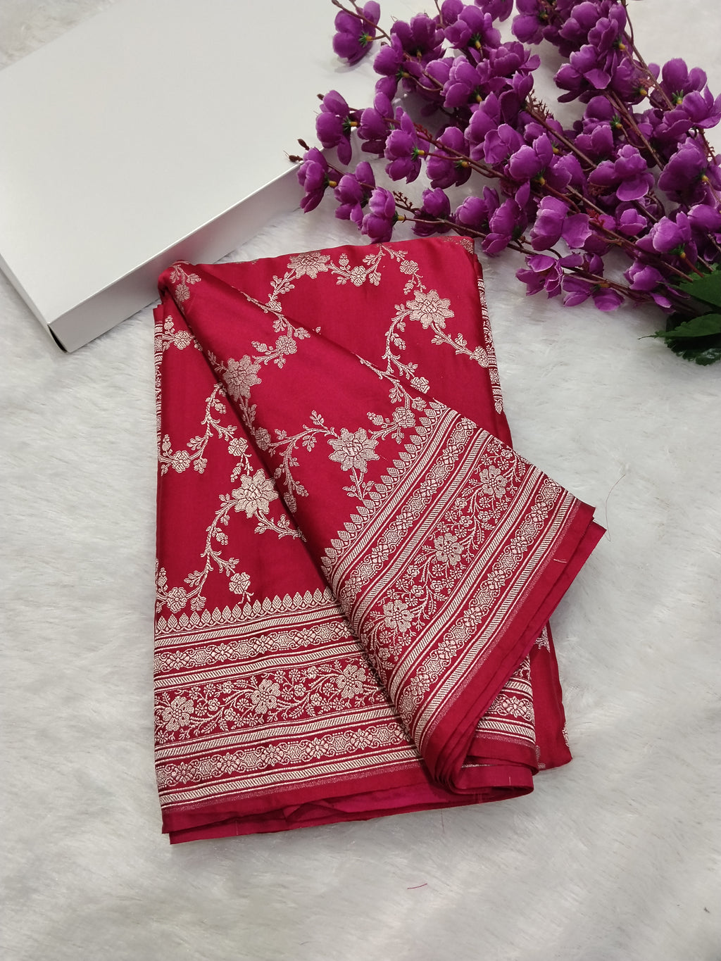 Pink Colour Banarasi Mashru Silk Saree With Buti Design