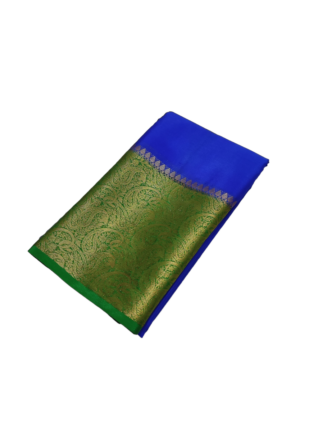 Blue And Green Colour Plain Body Warm Silk Saree