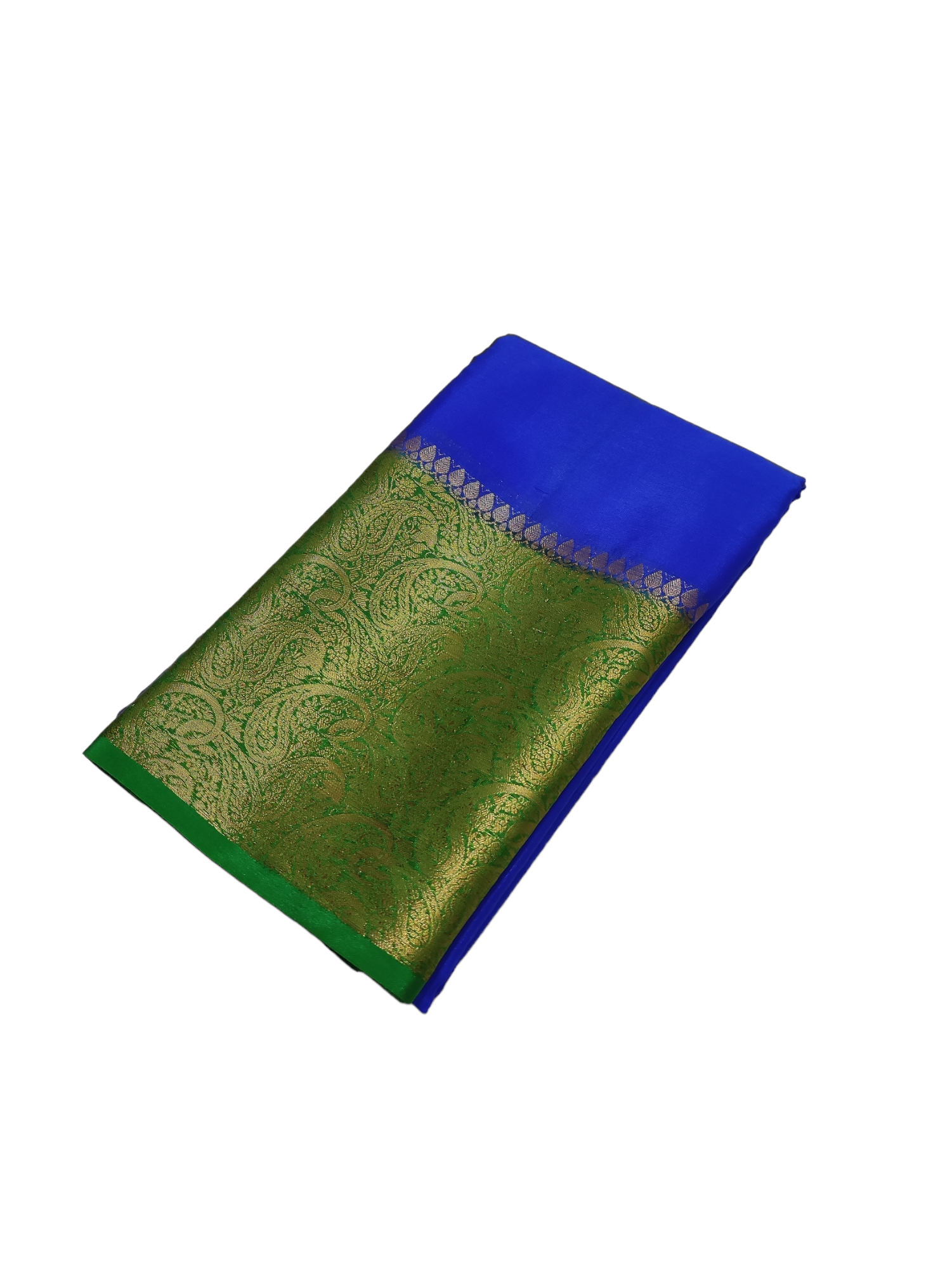 Blue And Green Colour Plain Body Warm Silk Saree