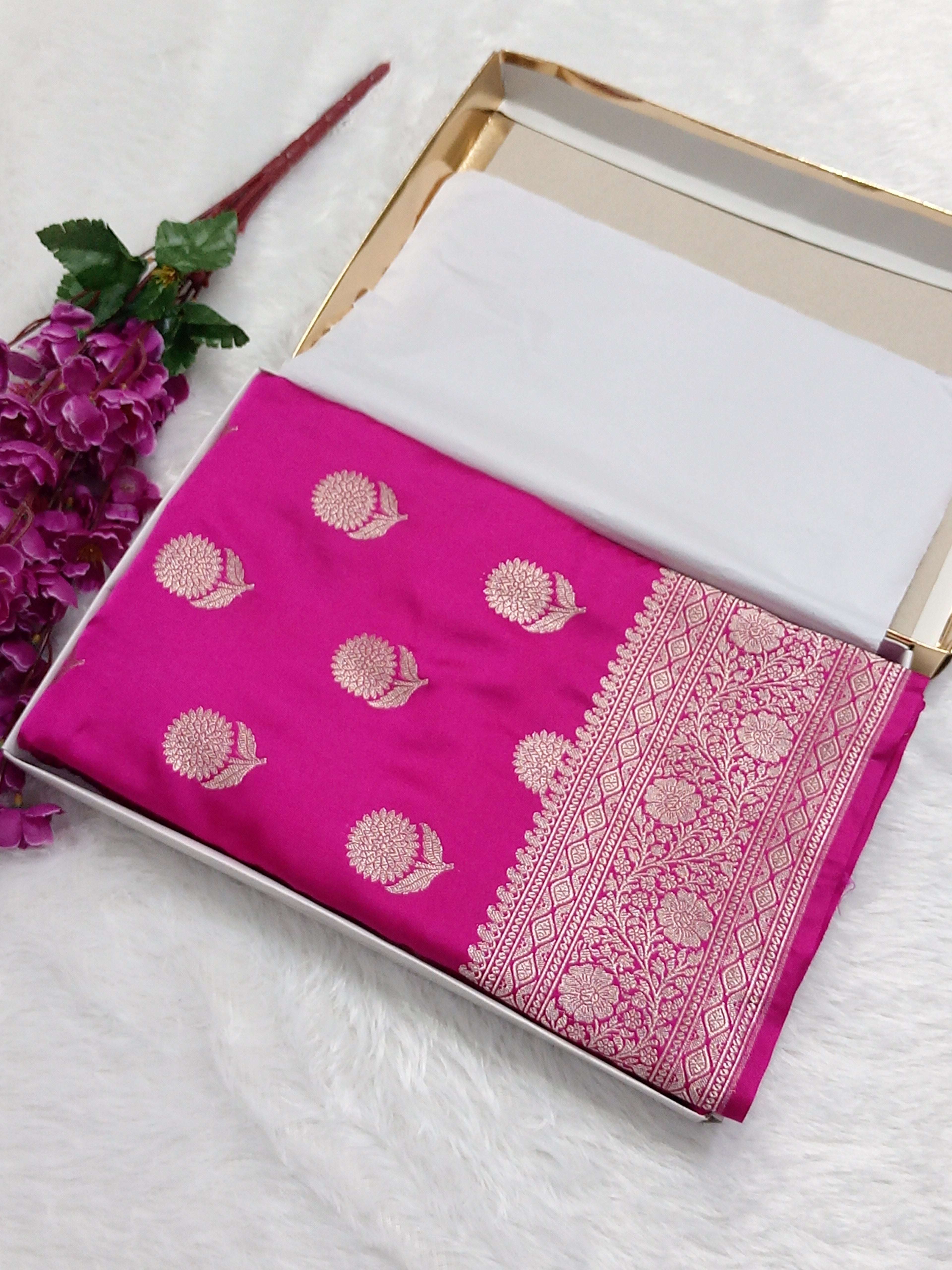 Dark Pink Colour Wedding Banarasi Mashru Silk Saree