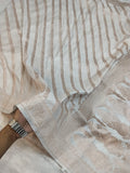 White Colour Banarasi Mashru Silk Saree With Lahariya Design